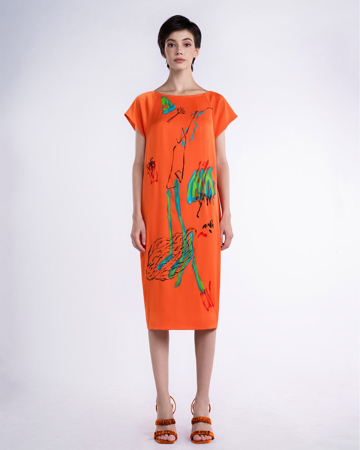 Spontaneous - Orange Cocoon Dress
