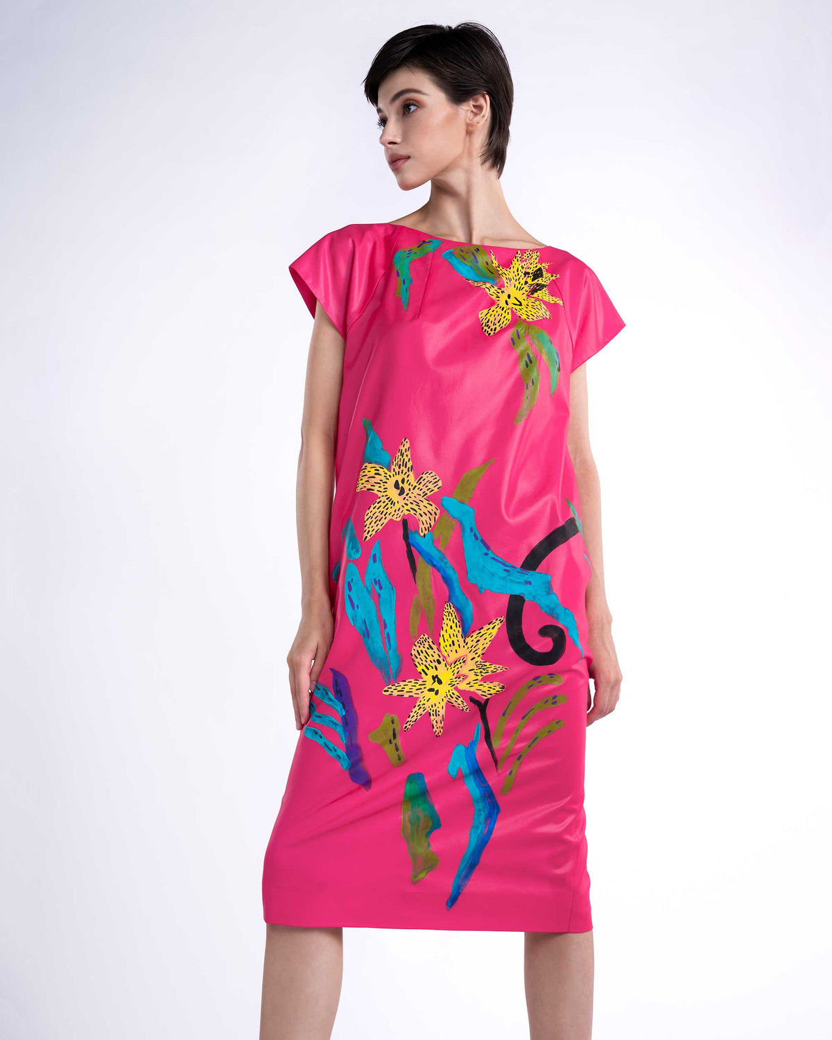 Dancing Flowers - Pink Cocoon Dress