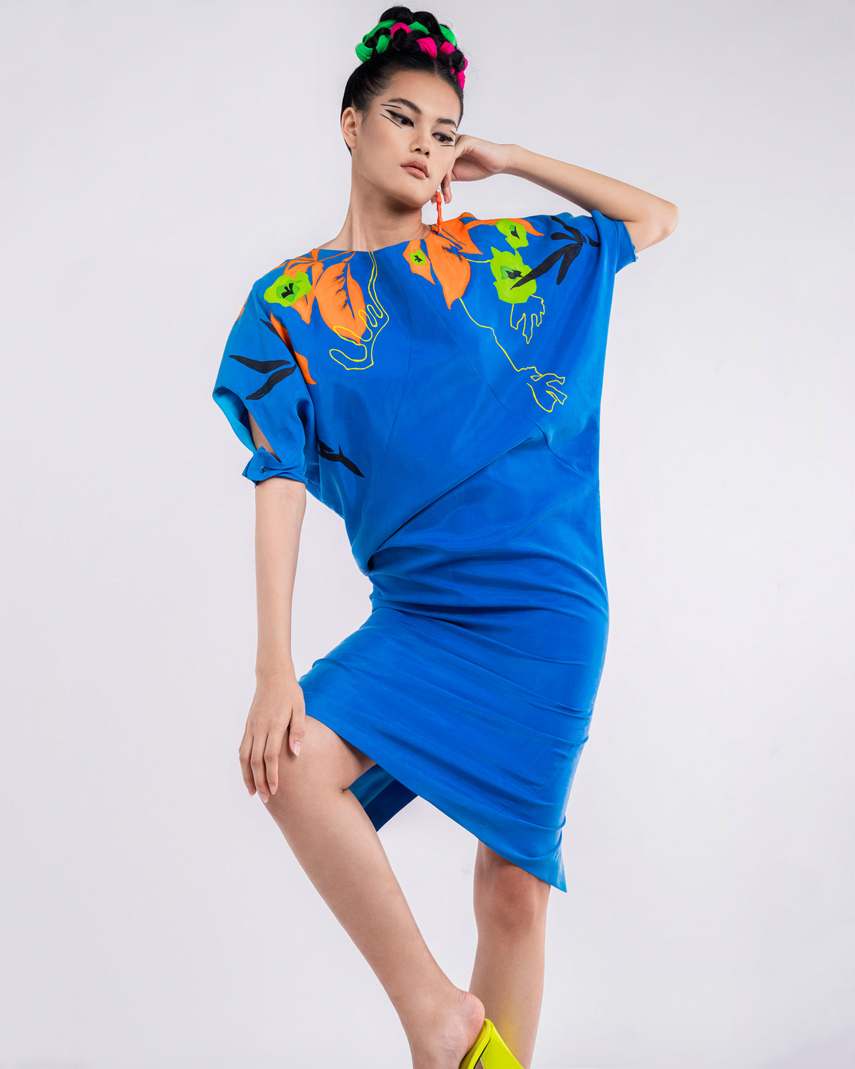 Bling On The Shoulder - Azure Blue Cocoon Midi Dress