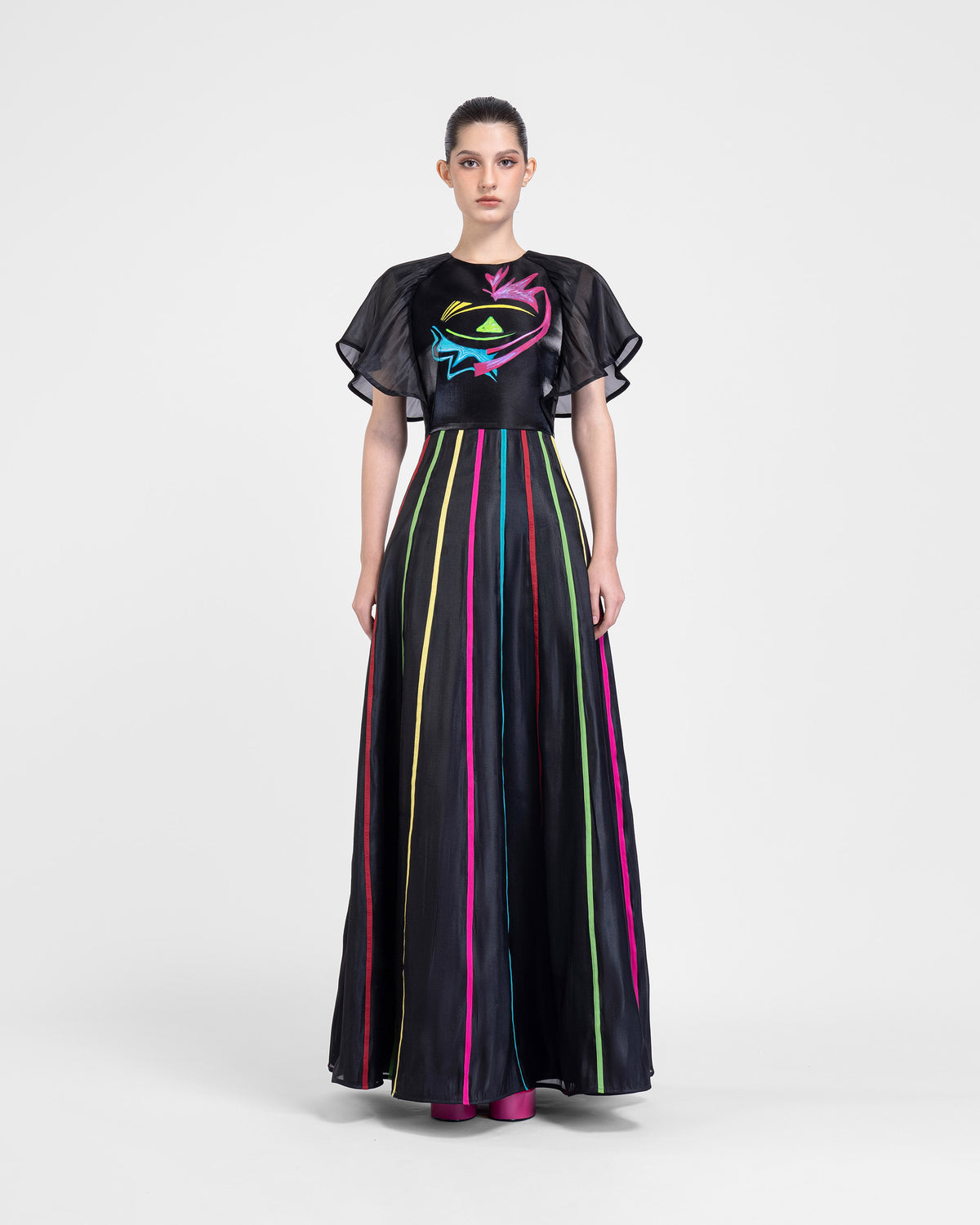 The Wink - Butterfly Sleeves Black Evening Dress