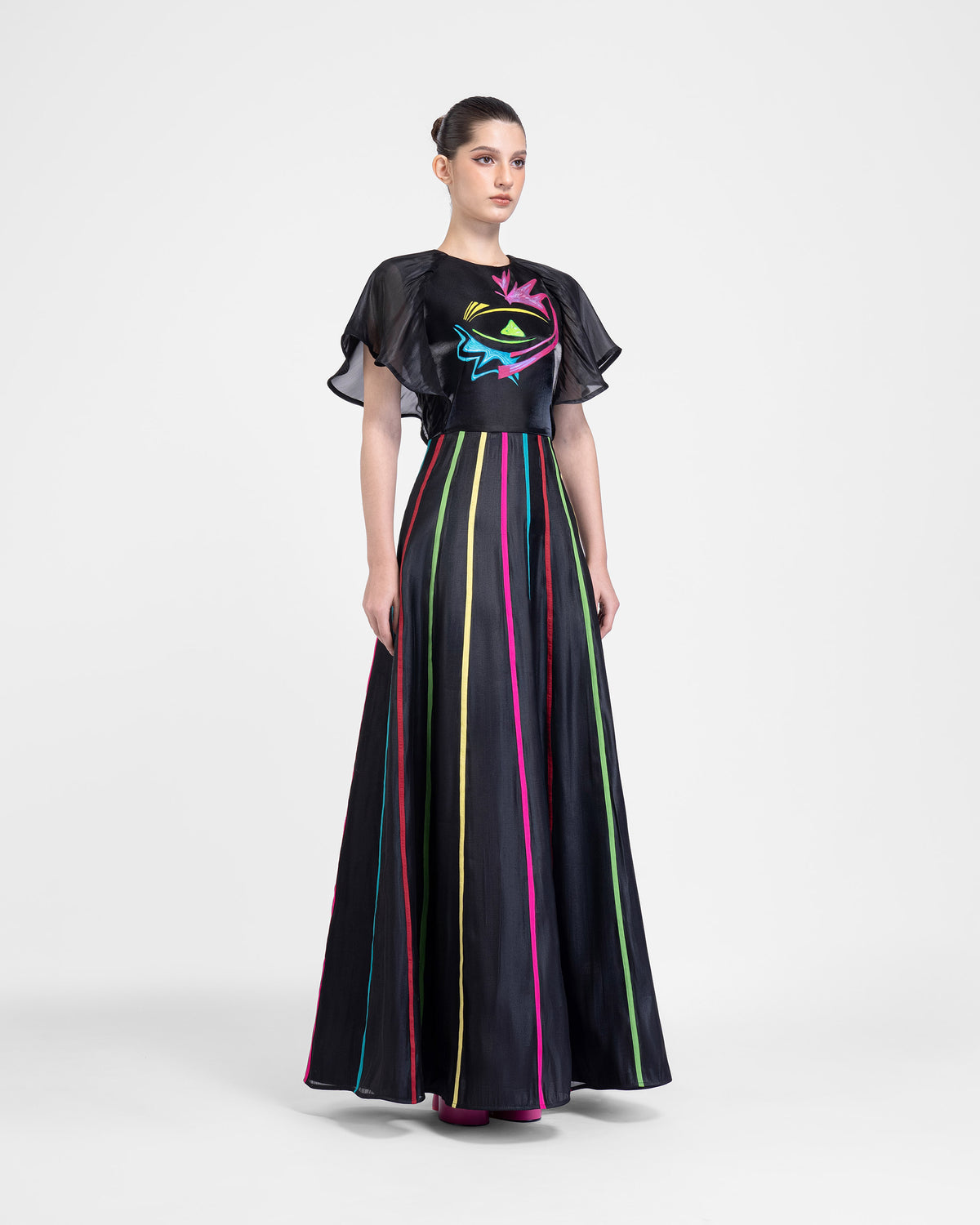 The Wink - Butterfly Sleeves Black Evening Dress