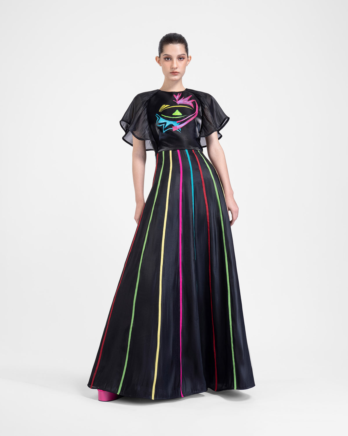 The Wink - Butterfly Sleeves Black Evening Dress
