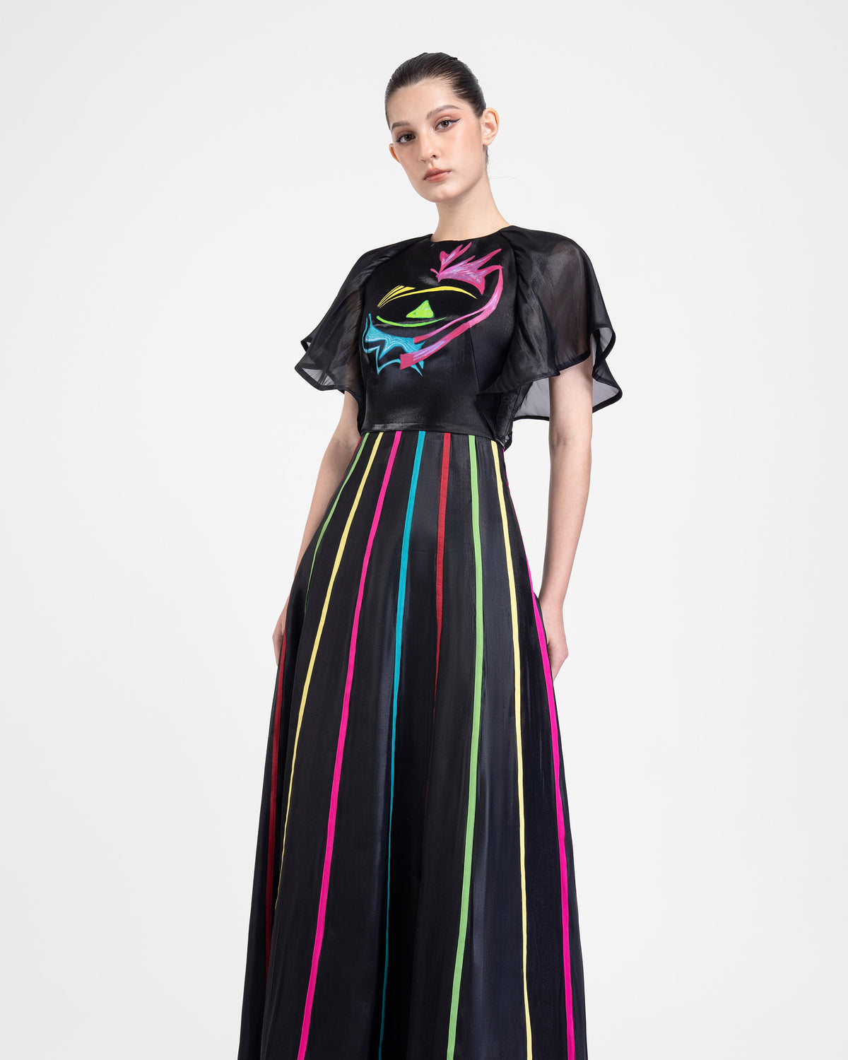 The Wink - Butterfly Sleeves Black Evening Dress