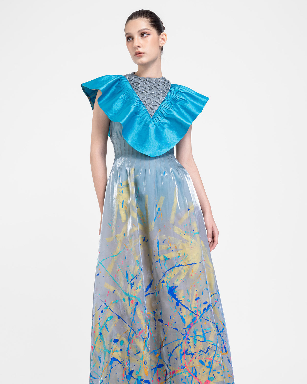 Dancing Flower - Ruffled Smocking Details Gown Dress