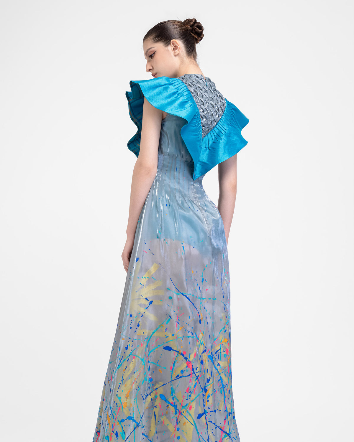 Dancing Flower - Ruffled Smocking Details Gown Dress