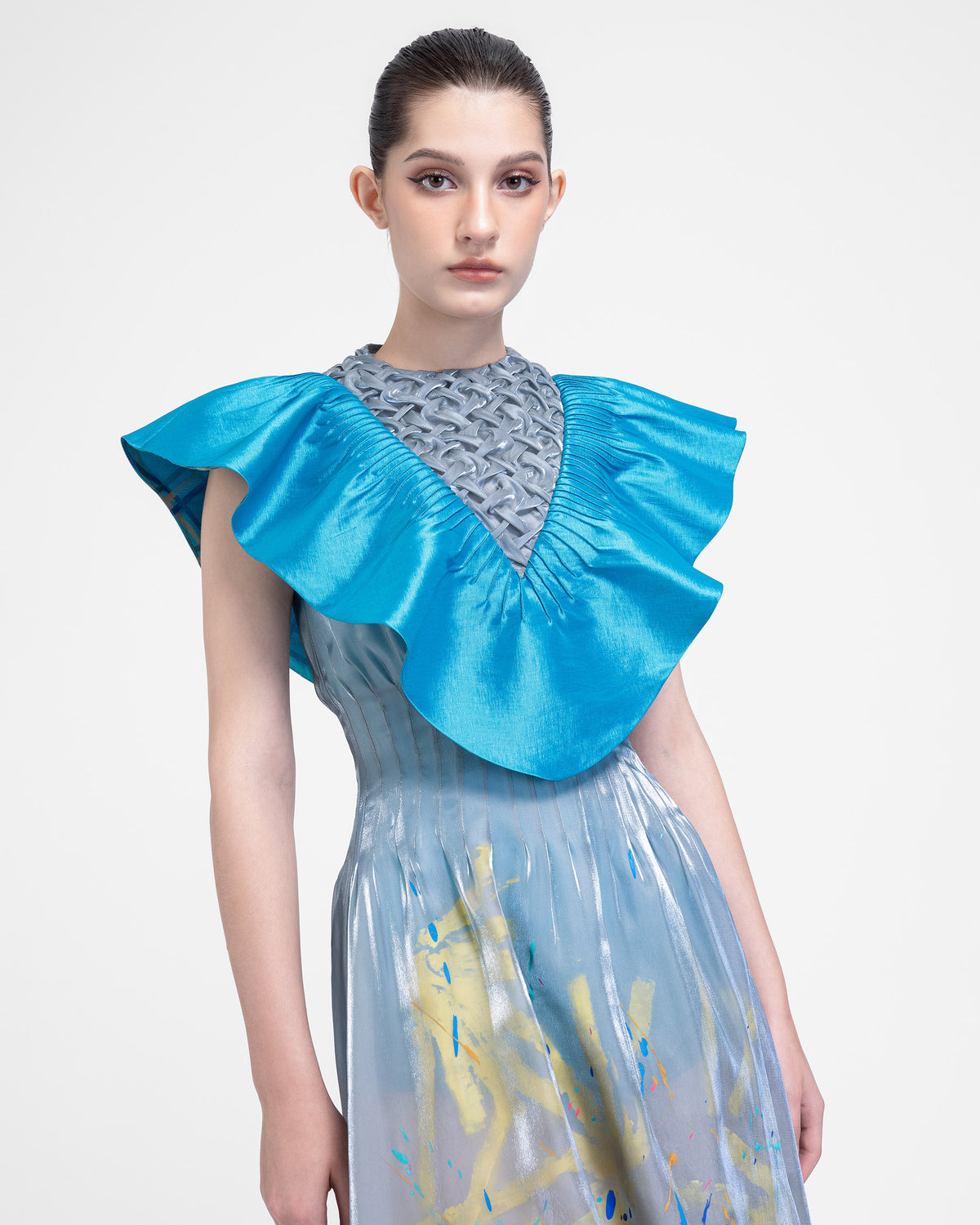 Dancing Flower - Ruffled Smocking Details Gown Dress