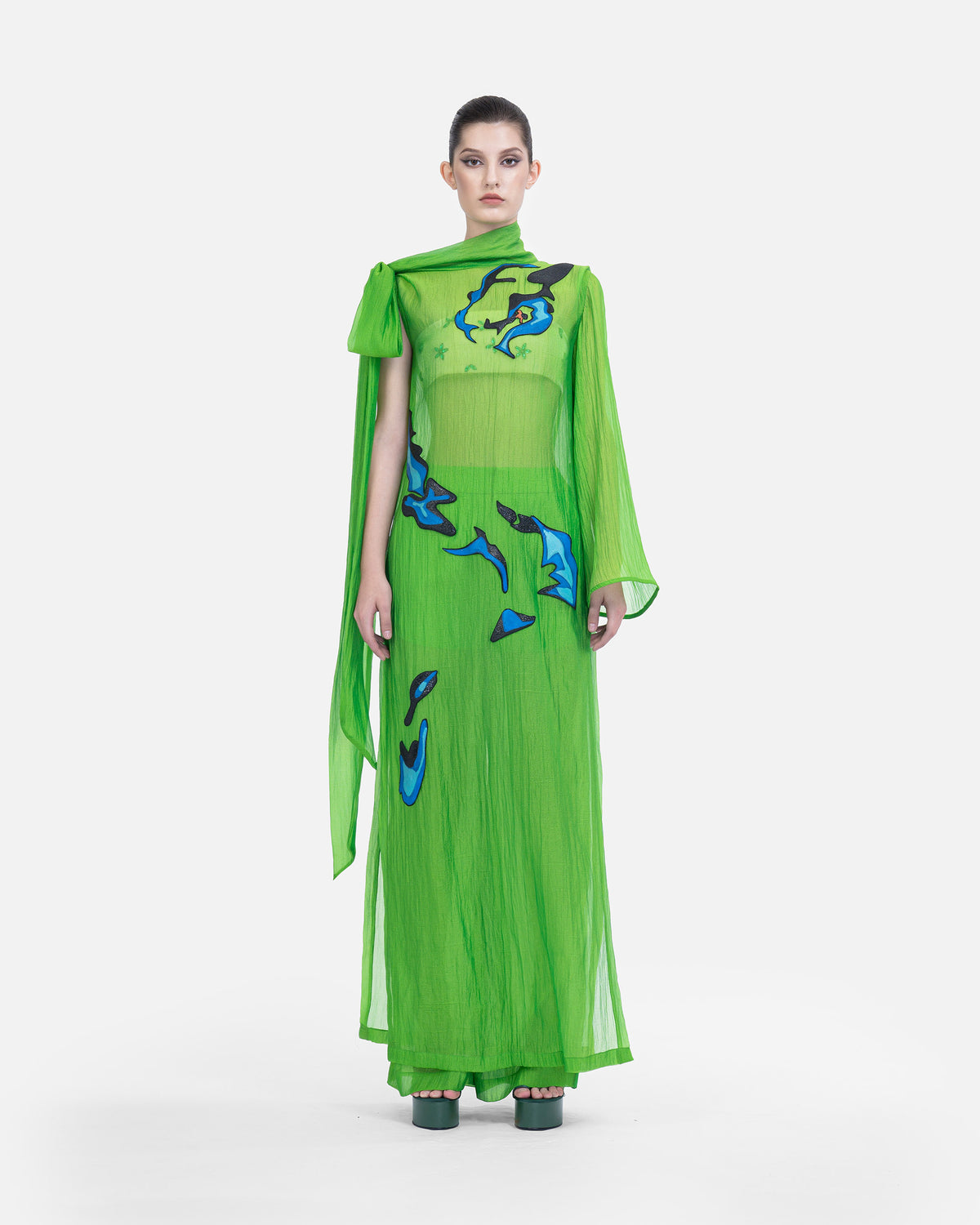 Sự Sống - Áo Dài Đương Đại Organza Xanh Neon