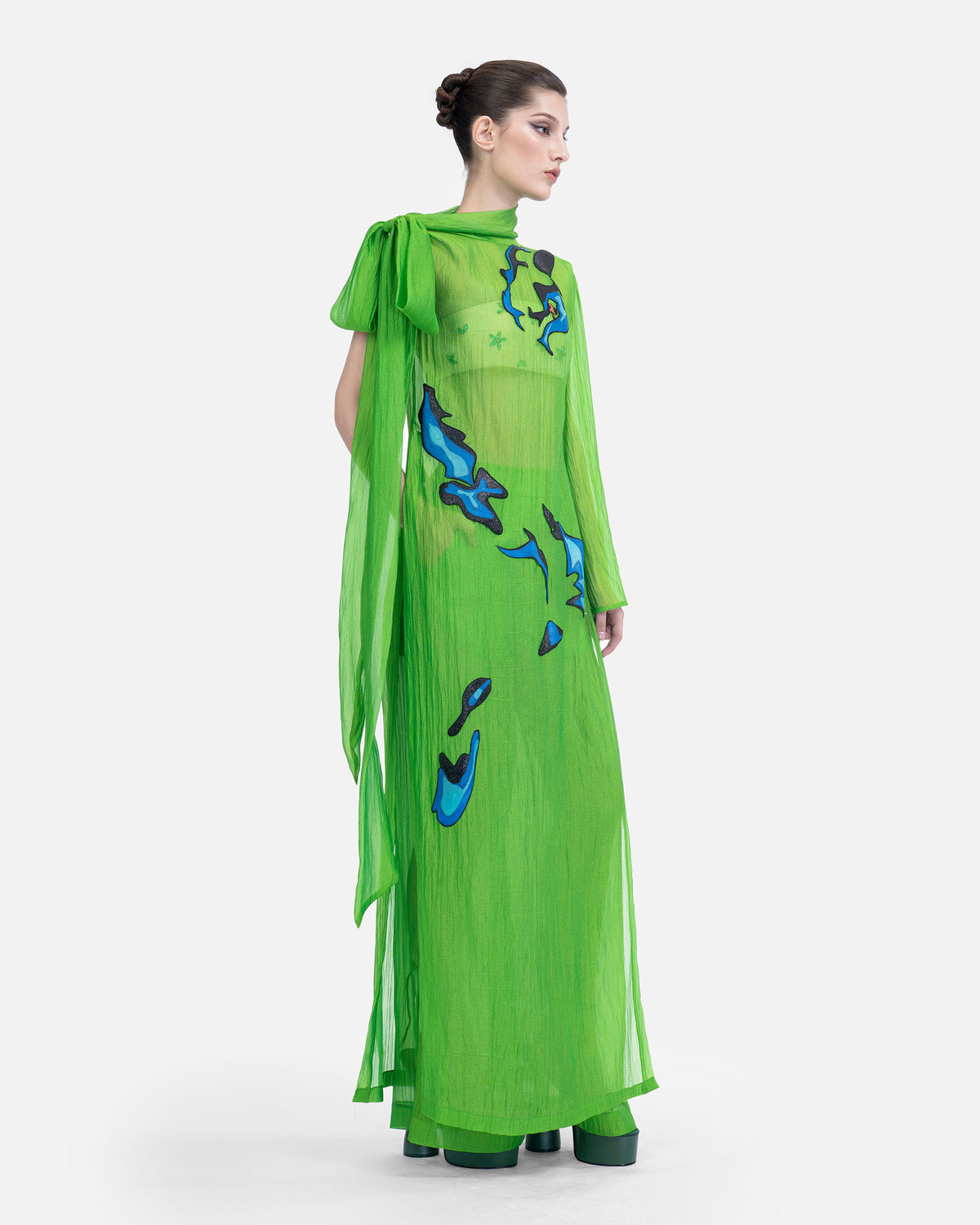 Sự Sống - Áo Dài Đương Đại Organza Xanh Neon