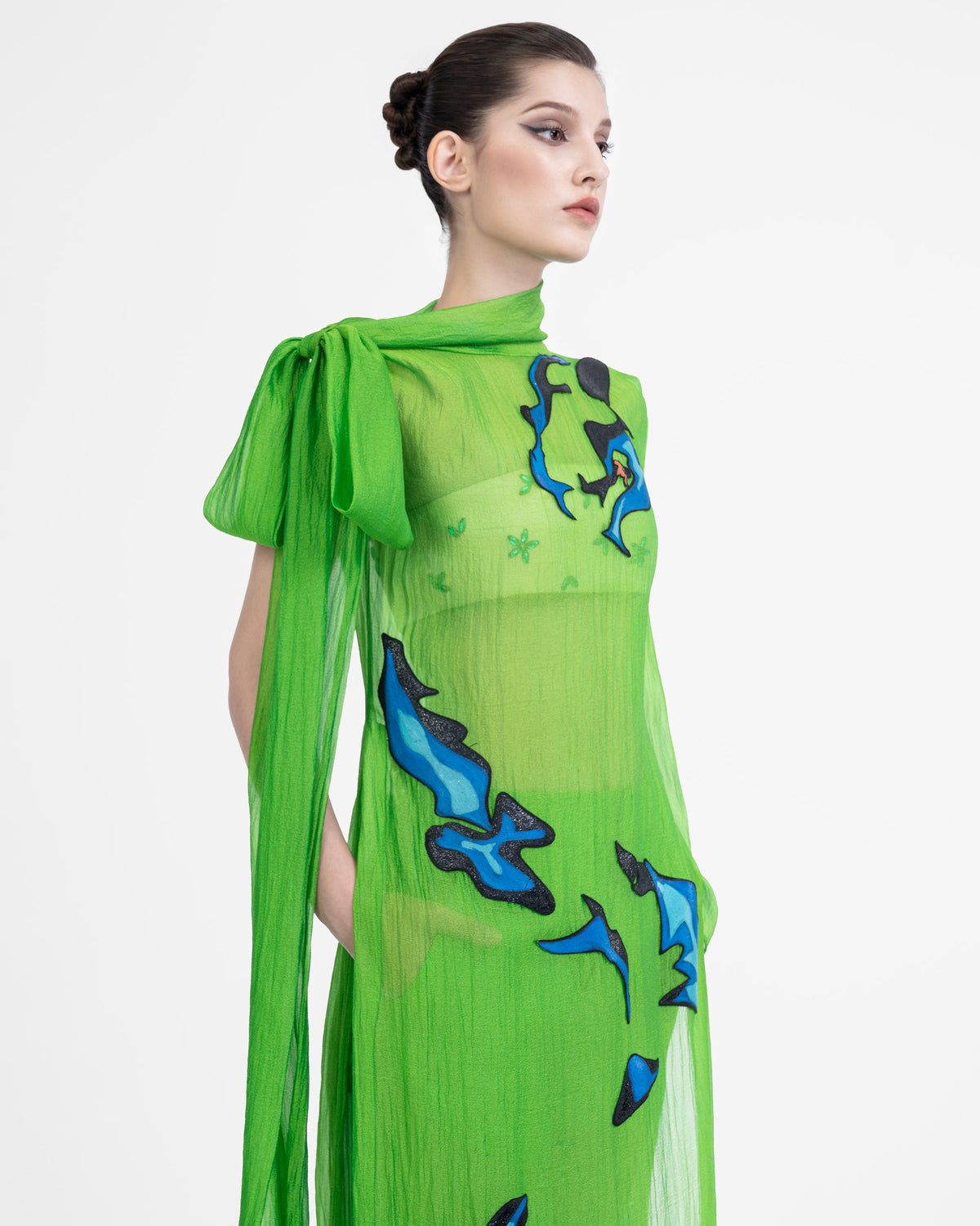 Sự Sống - Áo Dài Đương Đại Organza Xanh Neon