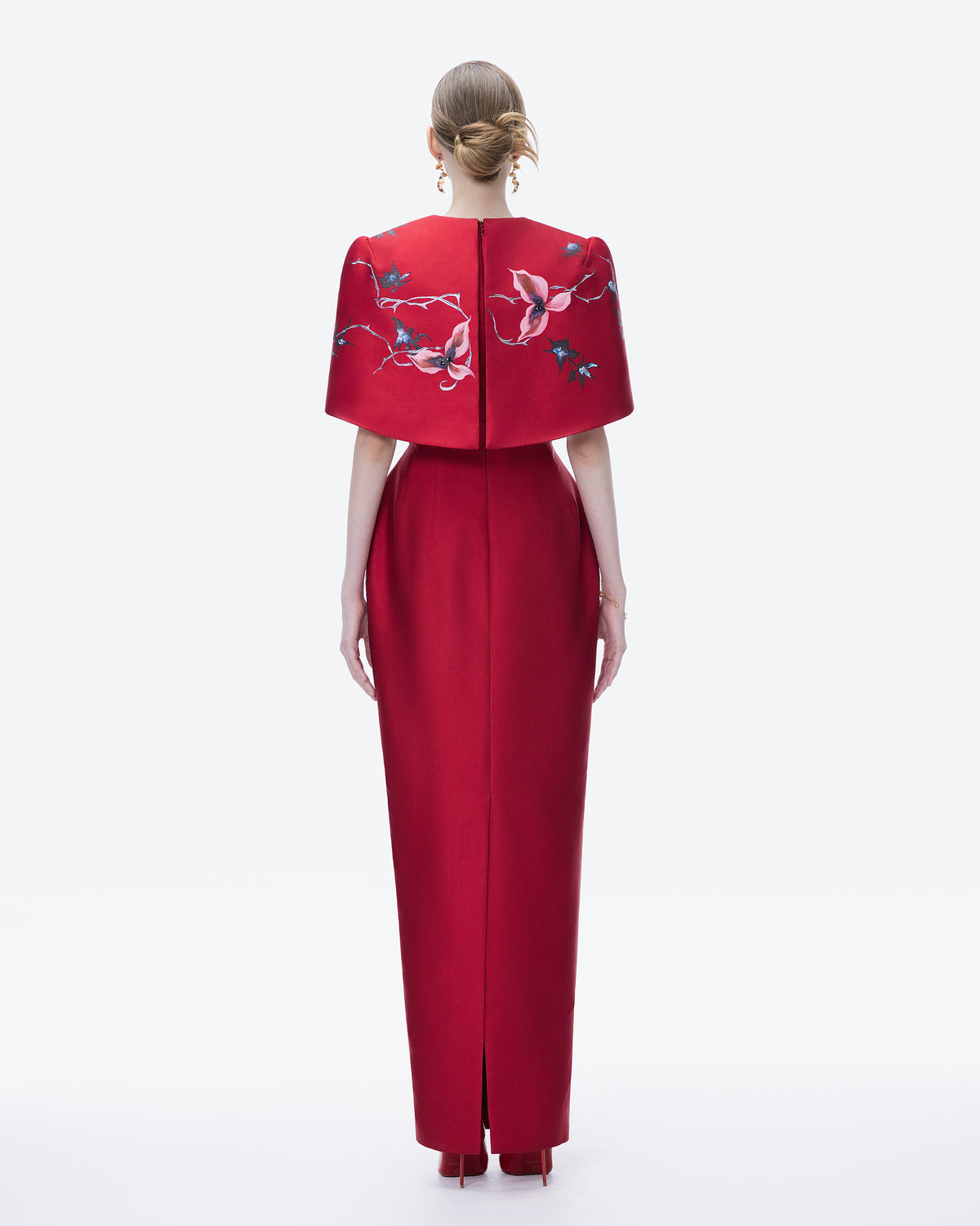 Crimson Cosmos - Cape Evening Dress