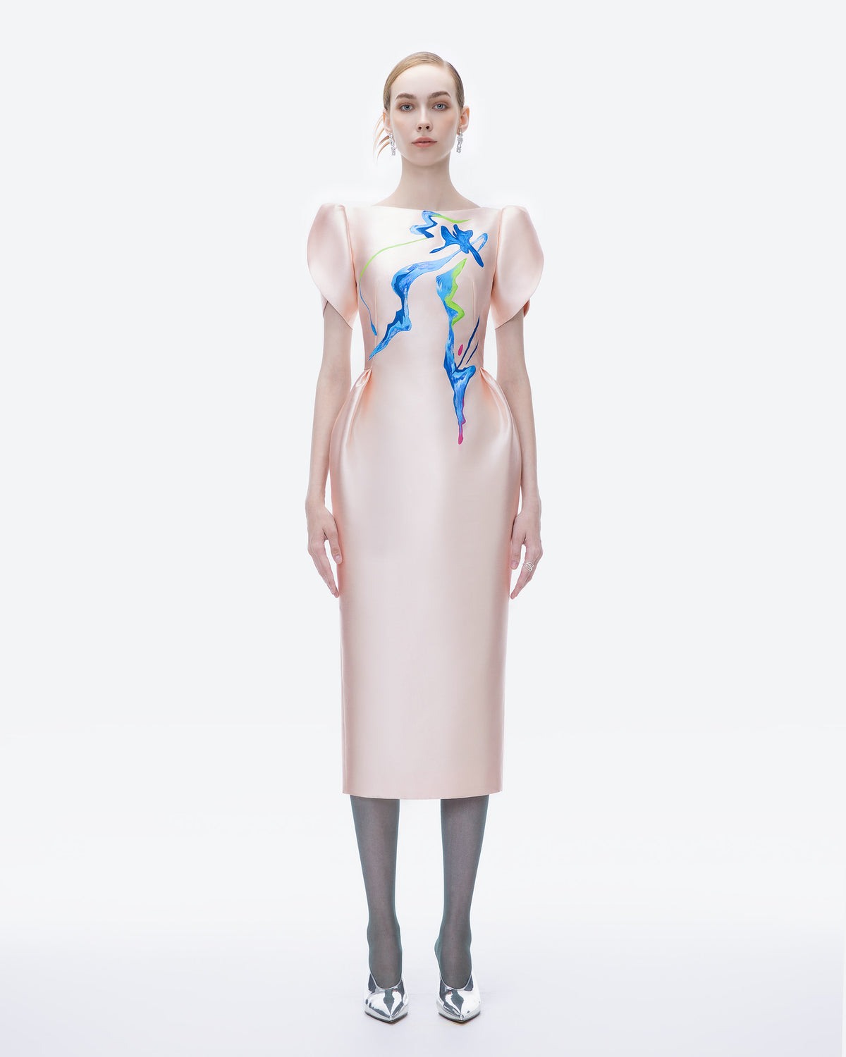 Azalea - Pale Pink Zibeline Midi Dress