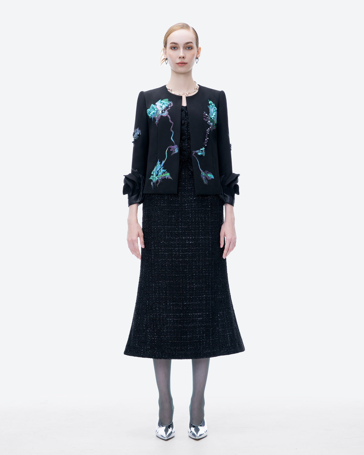 Celestia Reflection - Black Artistic Evening Jacket