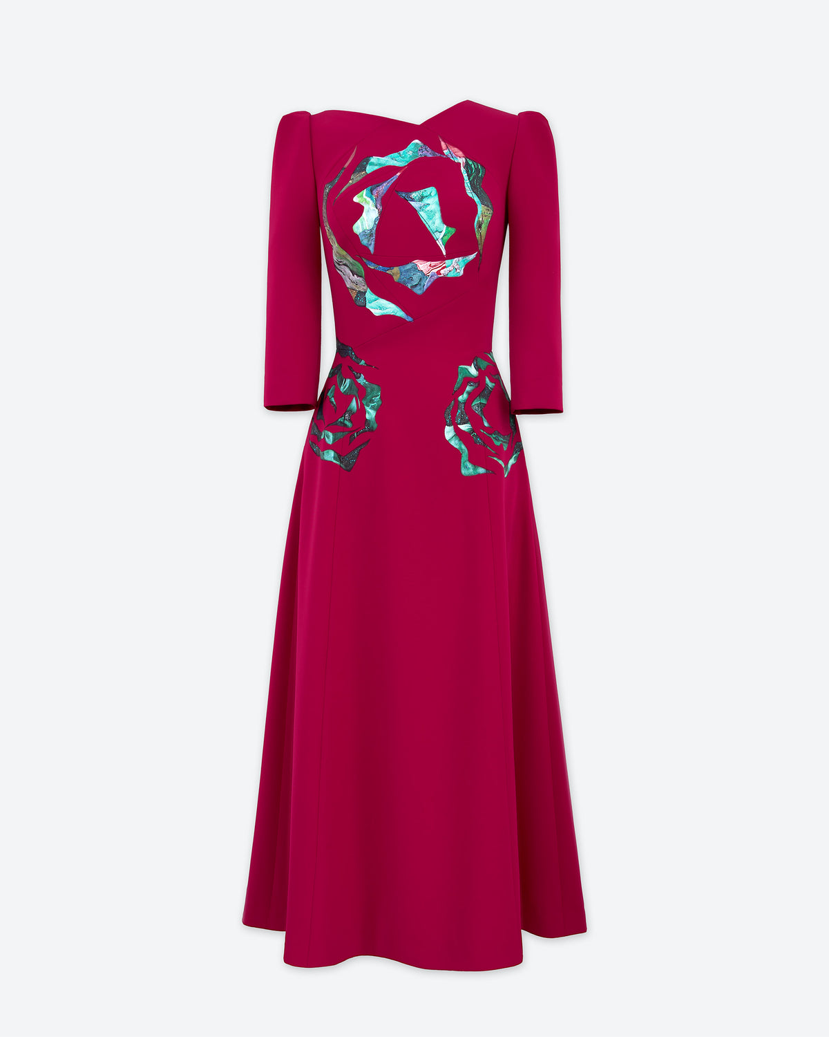 Eye of Peony - Đầm Midi Đỏ Vivid Burgundy Bất Đối Xứng
