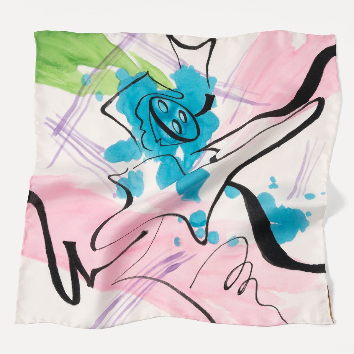 Notes - Lotus Hand-painted 45 Twill Silk Bandana