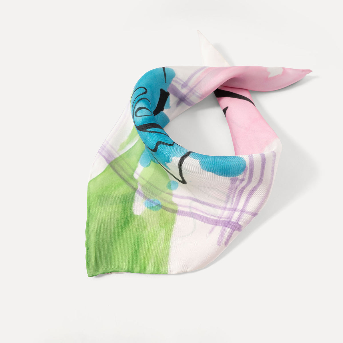 Notes - Lotus Hand-painted 45 Twill Silk Bandana