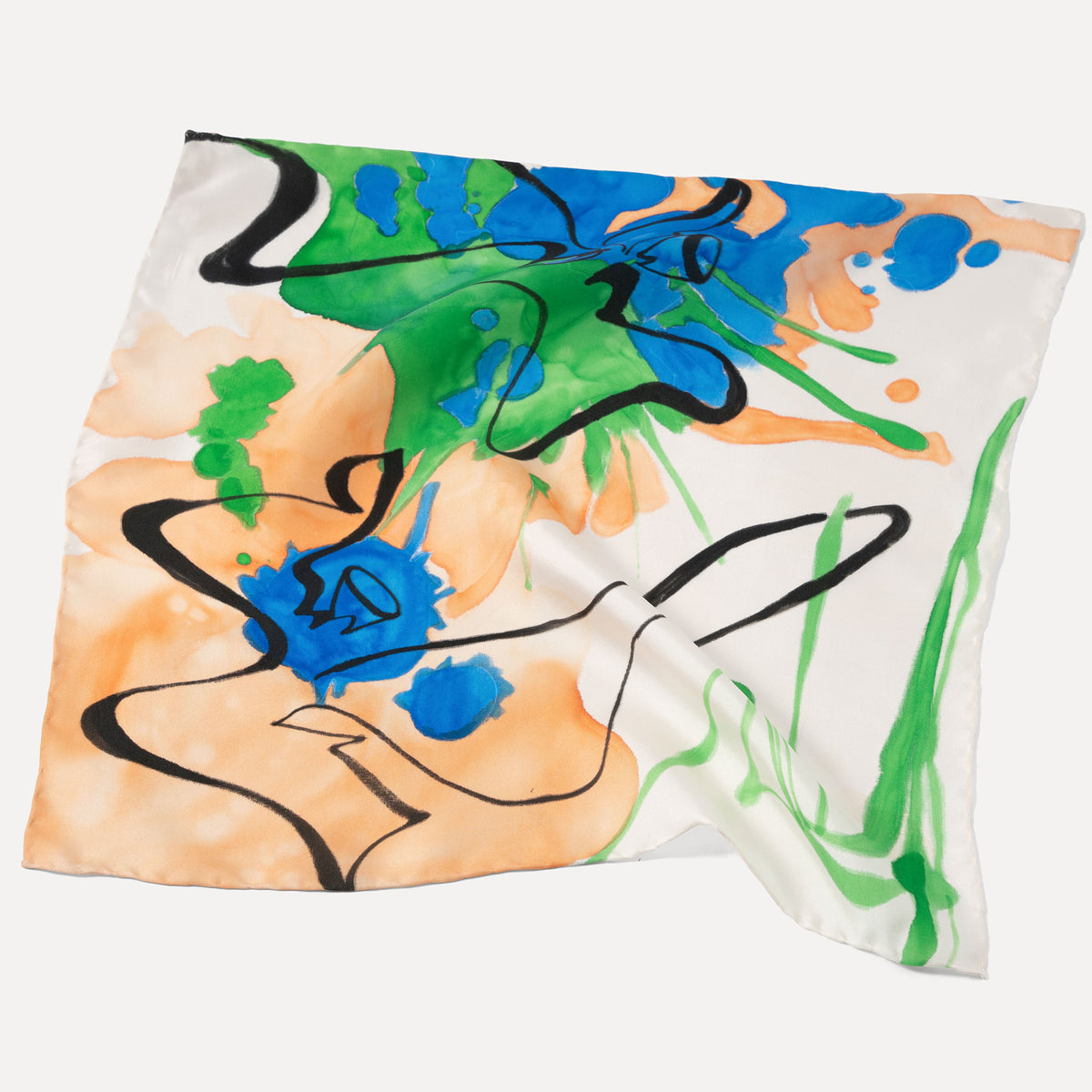 Bloom - Lotus Hand-painted 45 Twill Silk Bandana