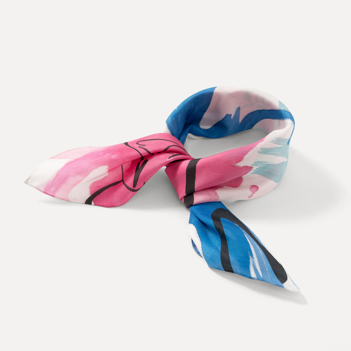 Contrast - Lotus Hand-painted 55 Habotai Silk Bandana
