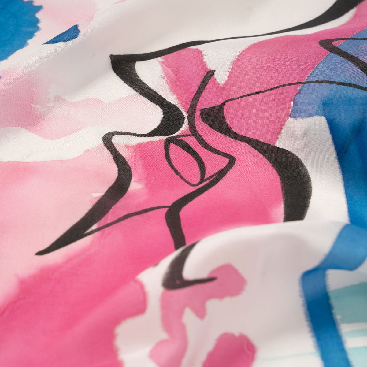 Contrast - Lotus Hand-painted 55 Habotai Silk Bandana