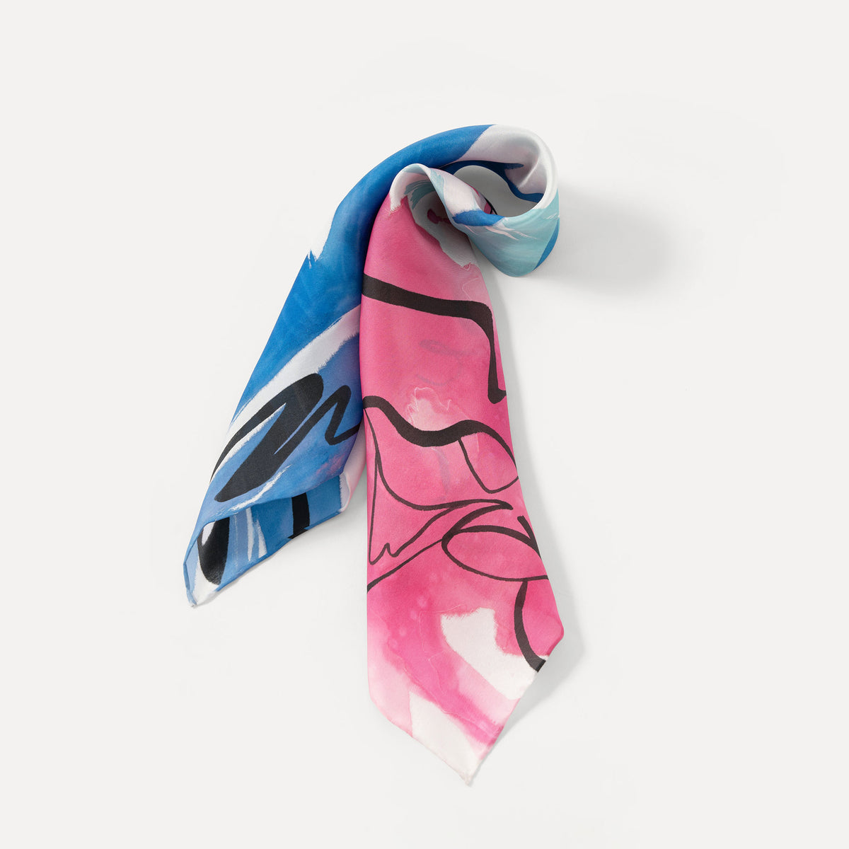 Contrast - Lotus Hand-painted 55 Habotai Silk Bandana