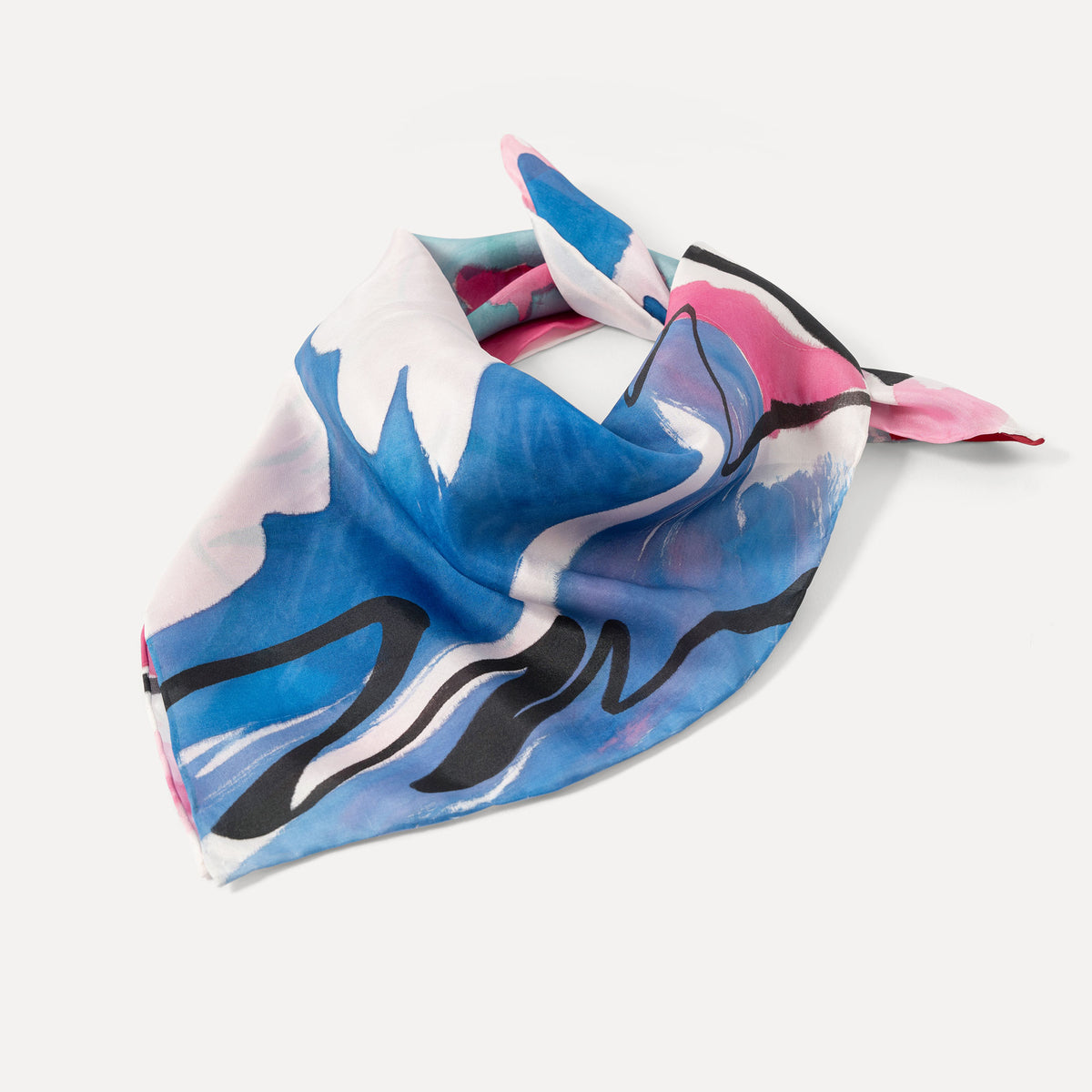 Contrast - Lotus Hand-painted 55 Habotai Silk Bandana