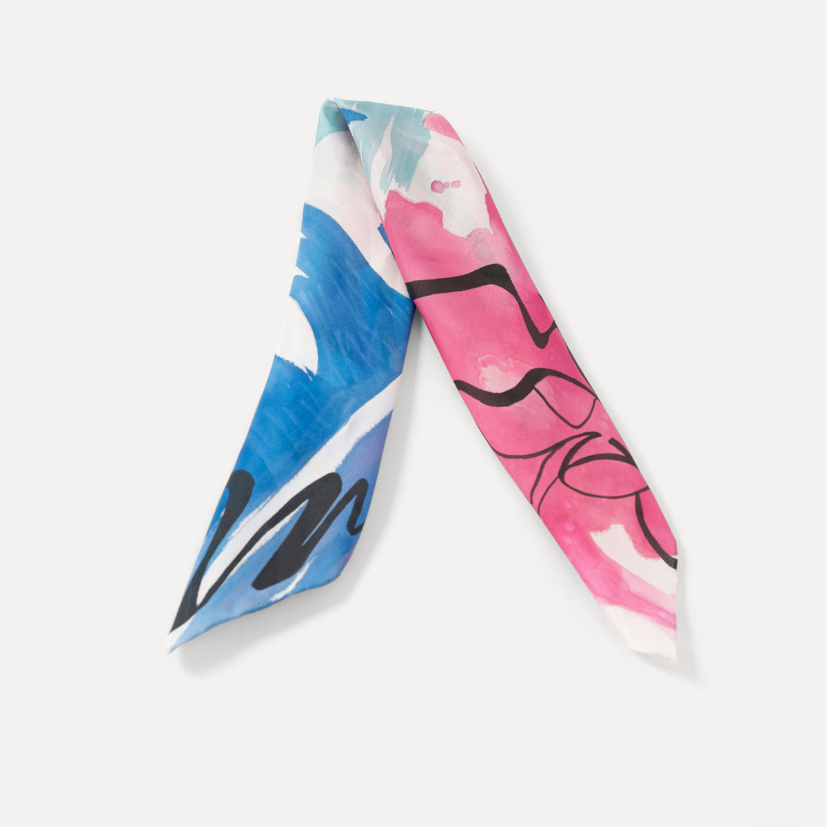 Contrast - Lotus Hand-painted 55 Habotai Silk Bandana