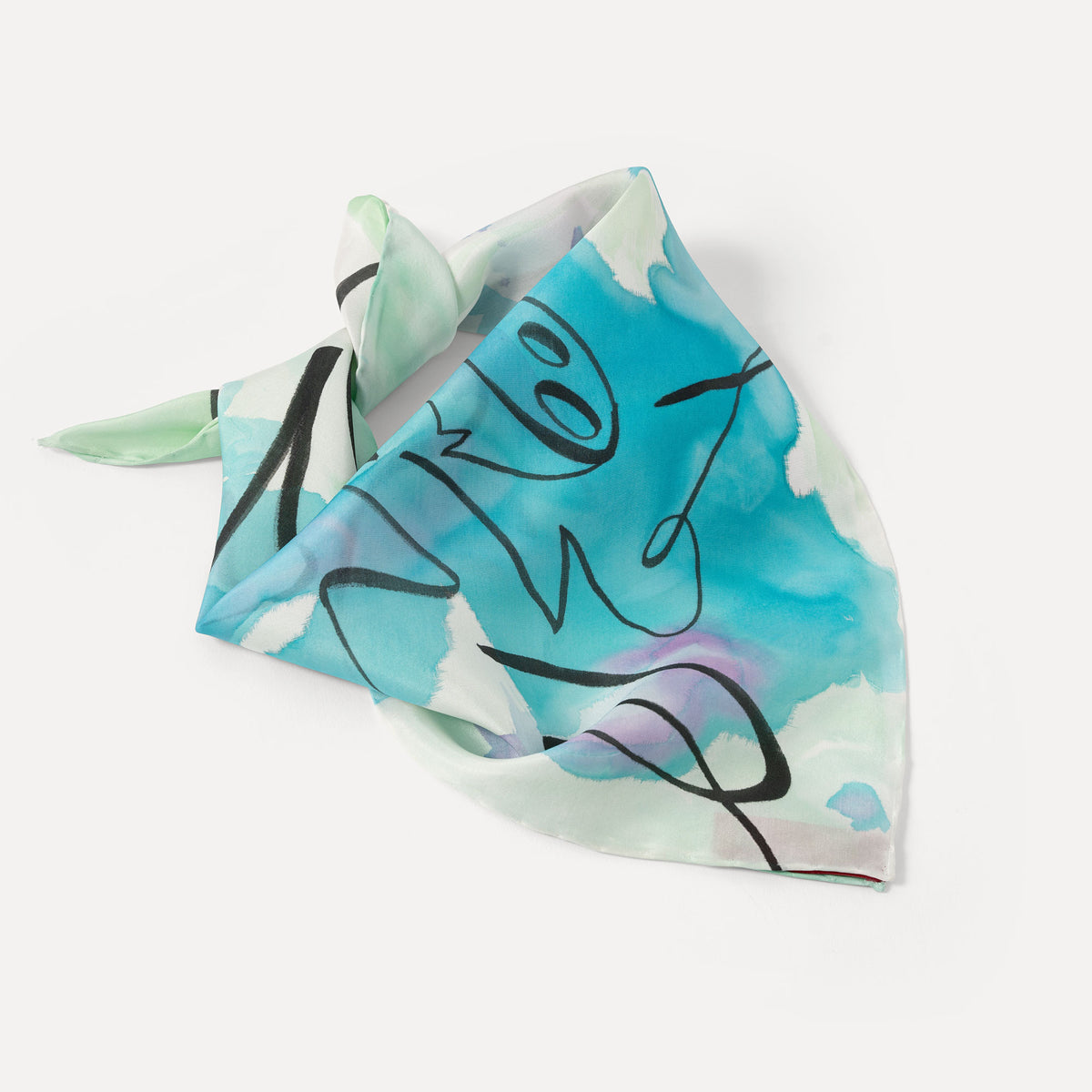 Fressness - Lotus Hand-painted 55 Habotai Silk Bandana