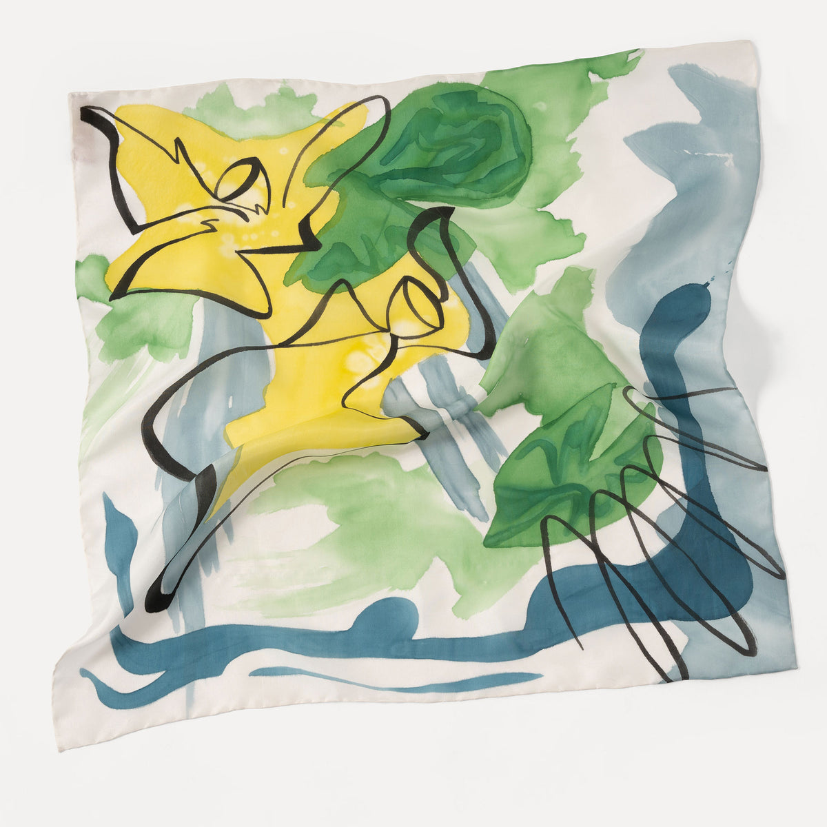 The Soul - Lotus Hand-painted 55 Habotai Silk Bandana