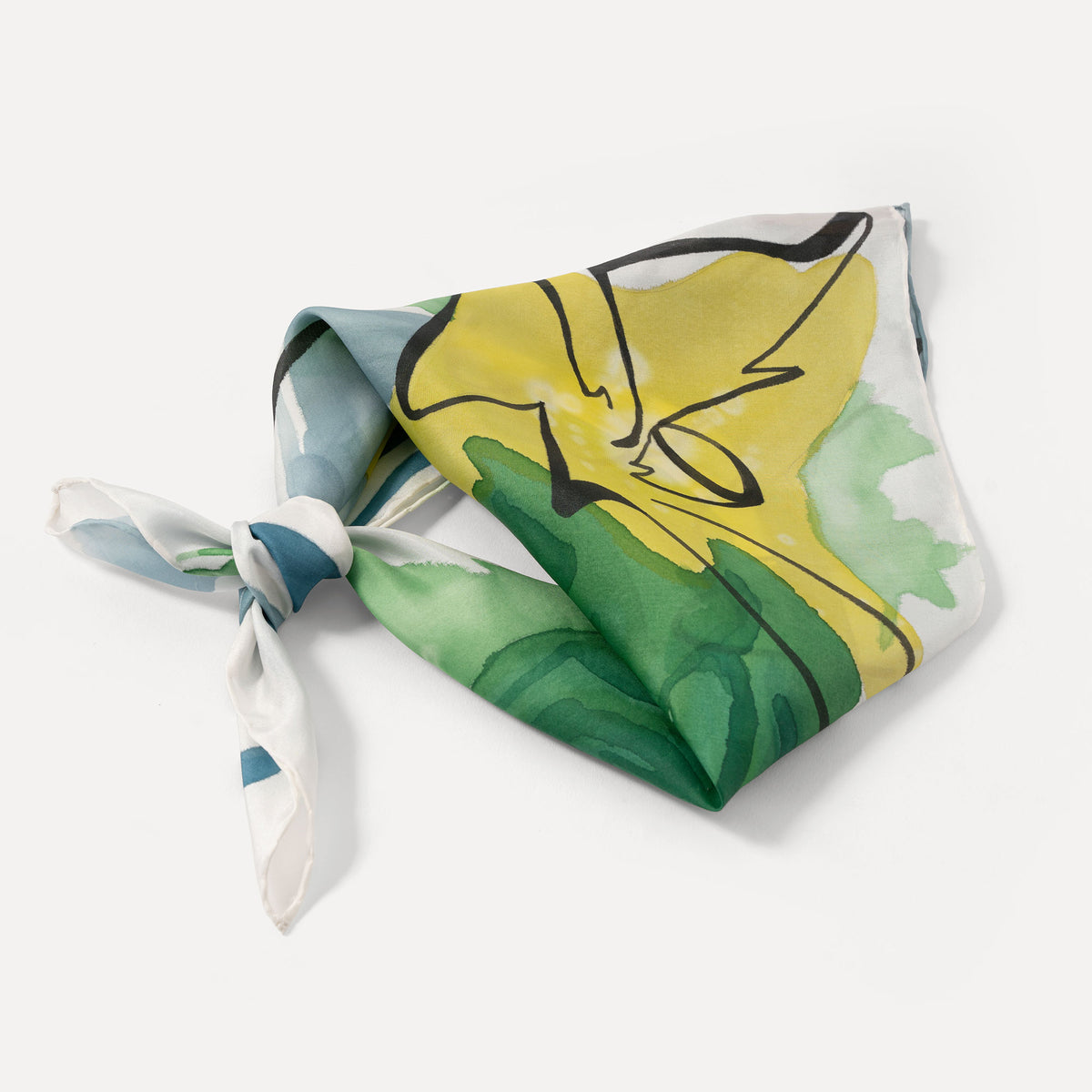 The Soul - Lotus Hand-painted 55 Habotai Silk Bandana