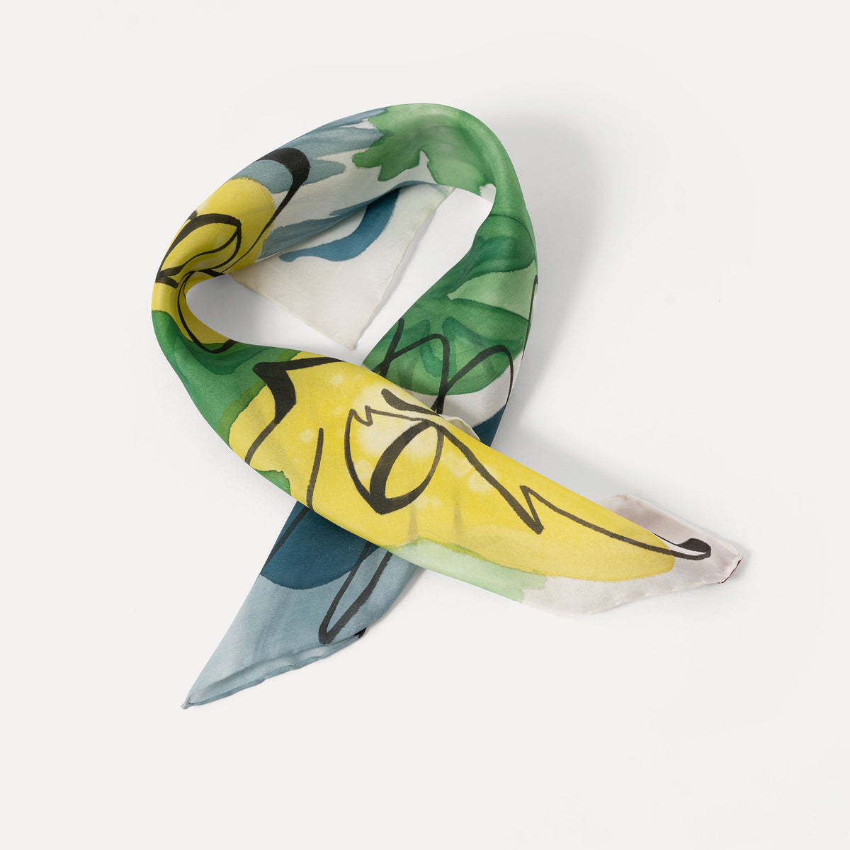 The Soul - Lotus Hand-painted 55 Habotai Silk Bandana