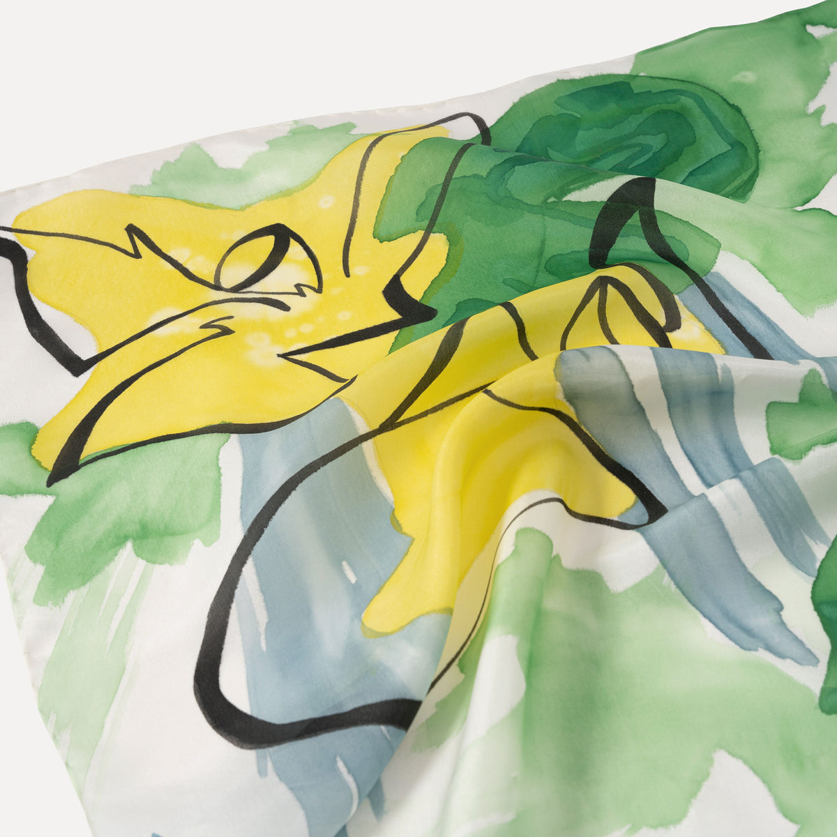 The Soul - Lotus Hand-painted 55 Habotai Silk Bandana