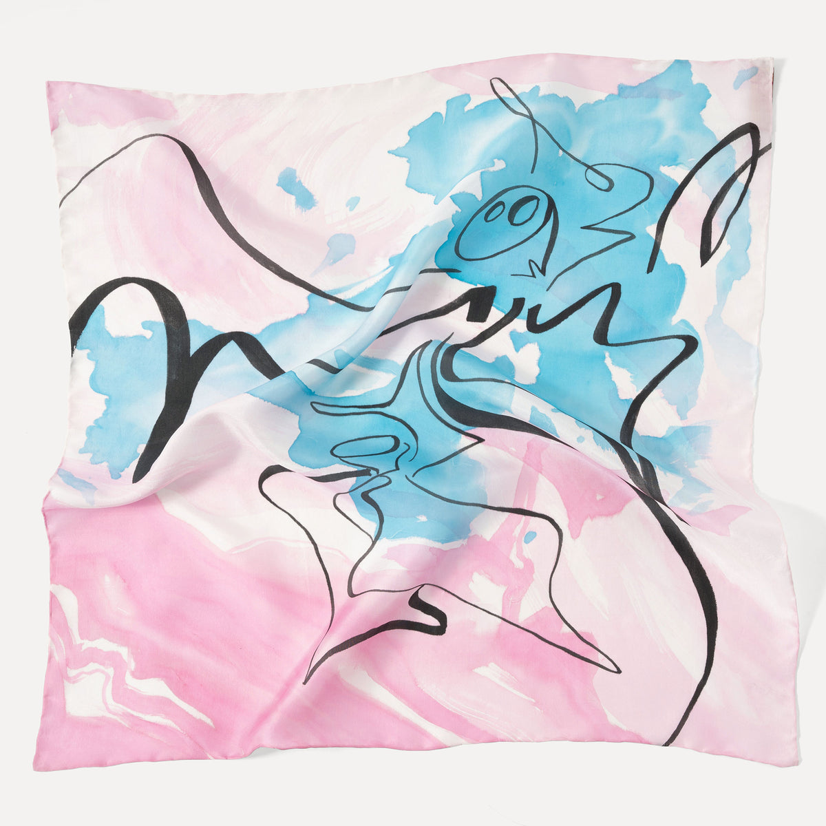 Harmony - Lotus Hand-painted 55 Habotai Silk Bandana