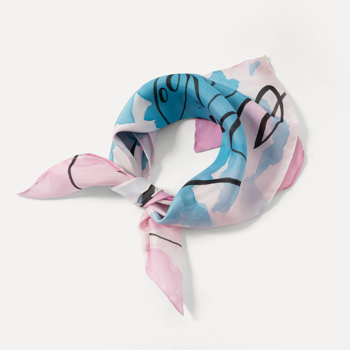 Harmony - Lotus Hand-painted 55 Habotai Silk Bandana
