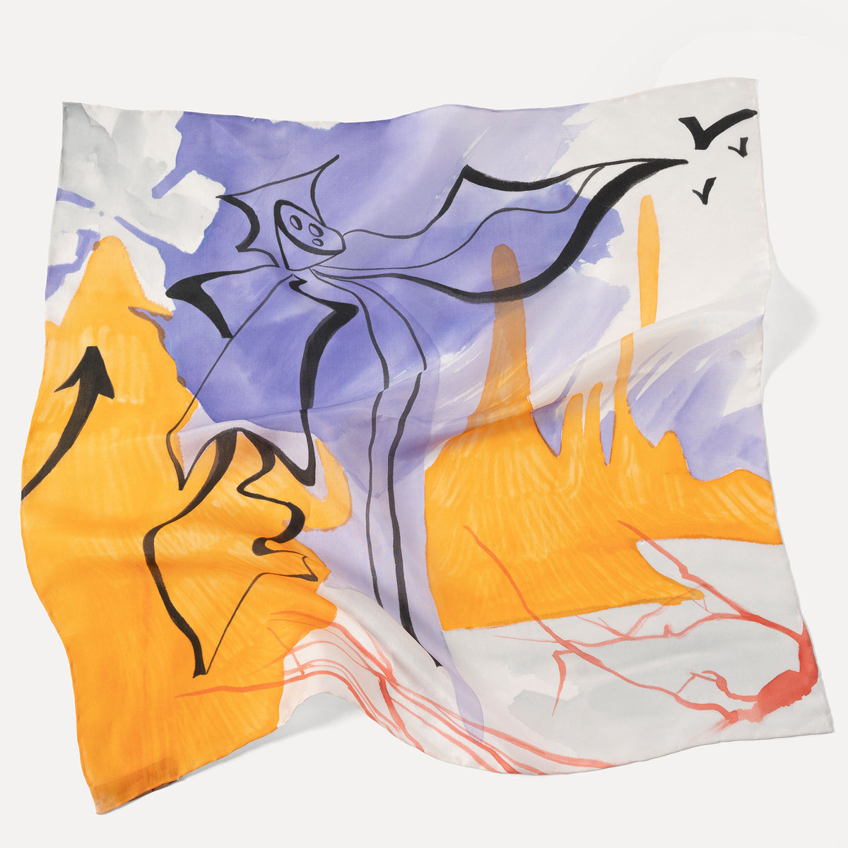 Dreams - Lotus Hand-painted 55 Habotai Silk Bandana