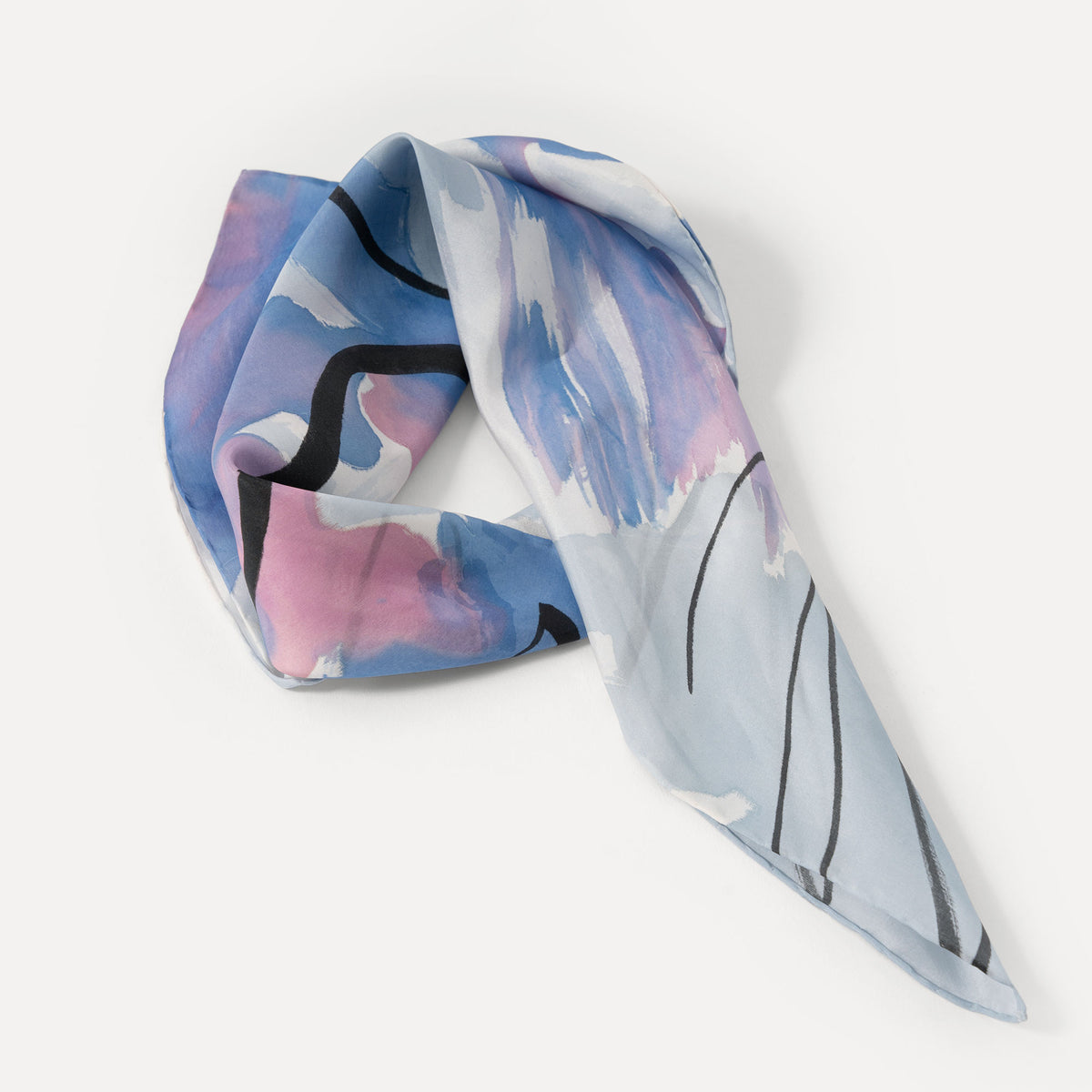 Rhythm - Lotus Hand-painted 55 Habotai Silk Bandana