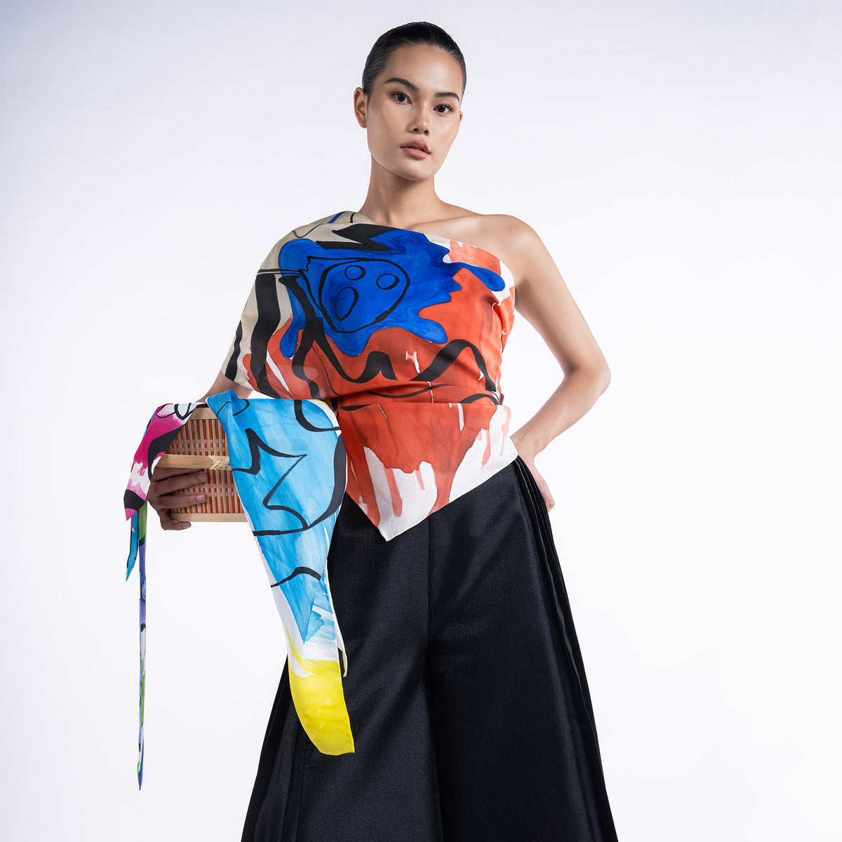 SEN - Lotus Hand-painted 90 Twill Silk Scarf