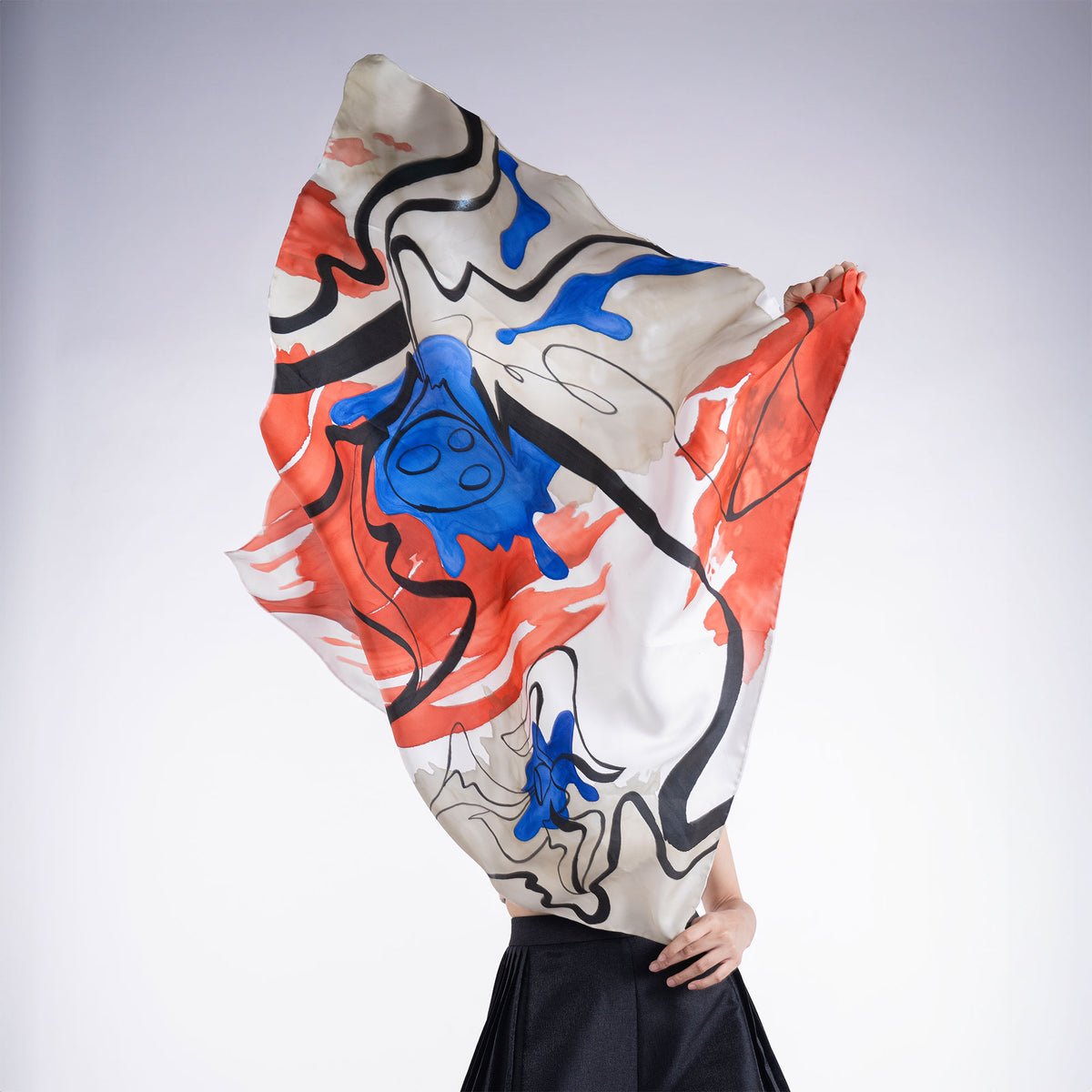 SEN - Lotus Hand-painted 90 Twill Silk Scarf