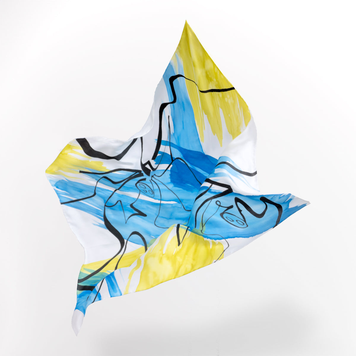 SEN - Lotus Hand-painted 90 Twill Silk Scarf