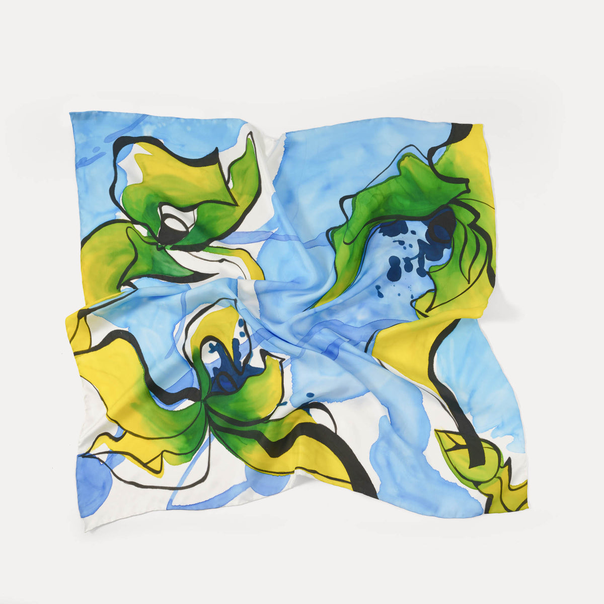 SEN - Lotus Hand-painted 90 Twill Silk Scarf