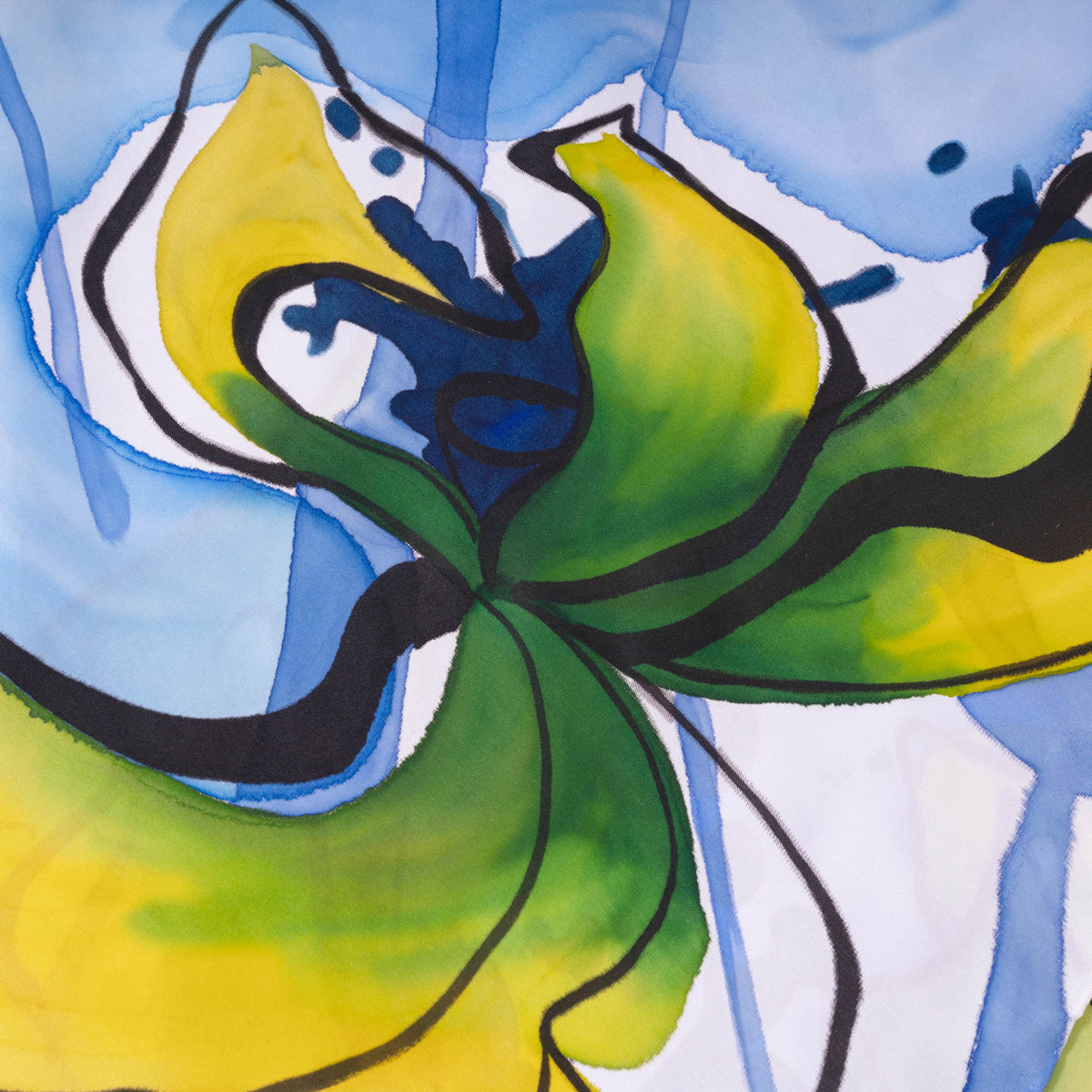 SEN - Lotus Hand-painted 90 Twill Silk Scarf