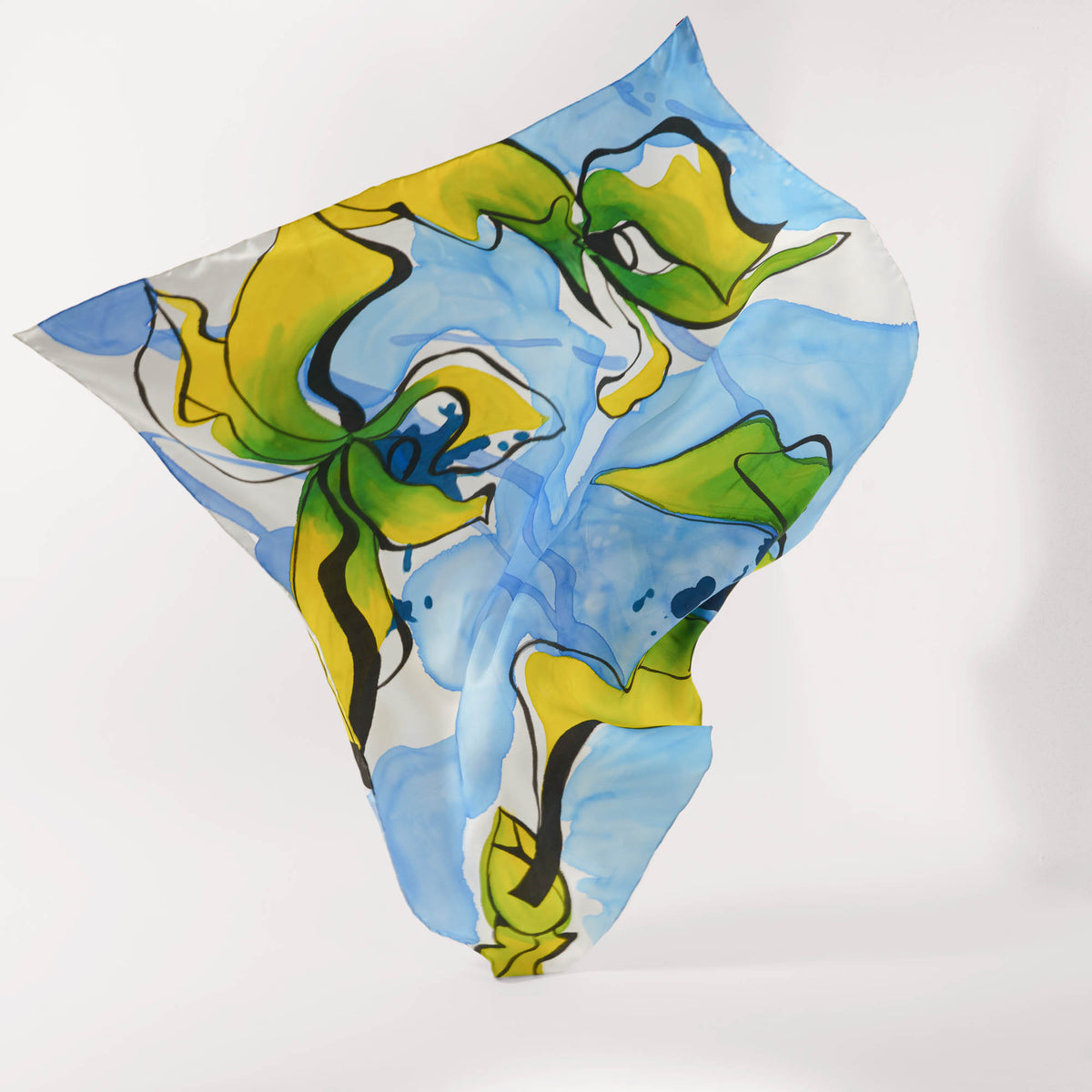 SEN - Lotus Hand-painted 90 Twill Silk Scarf