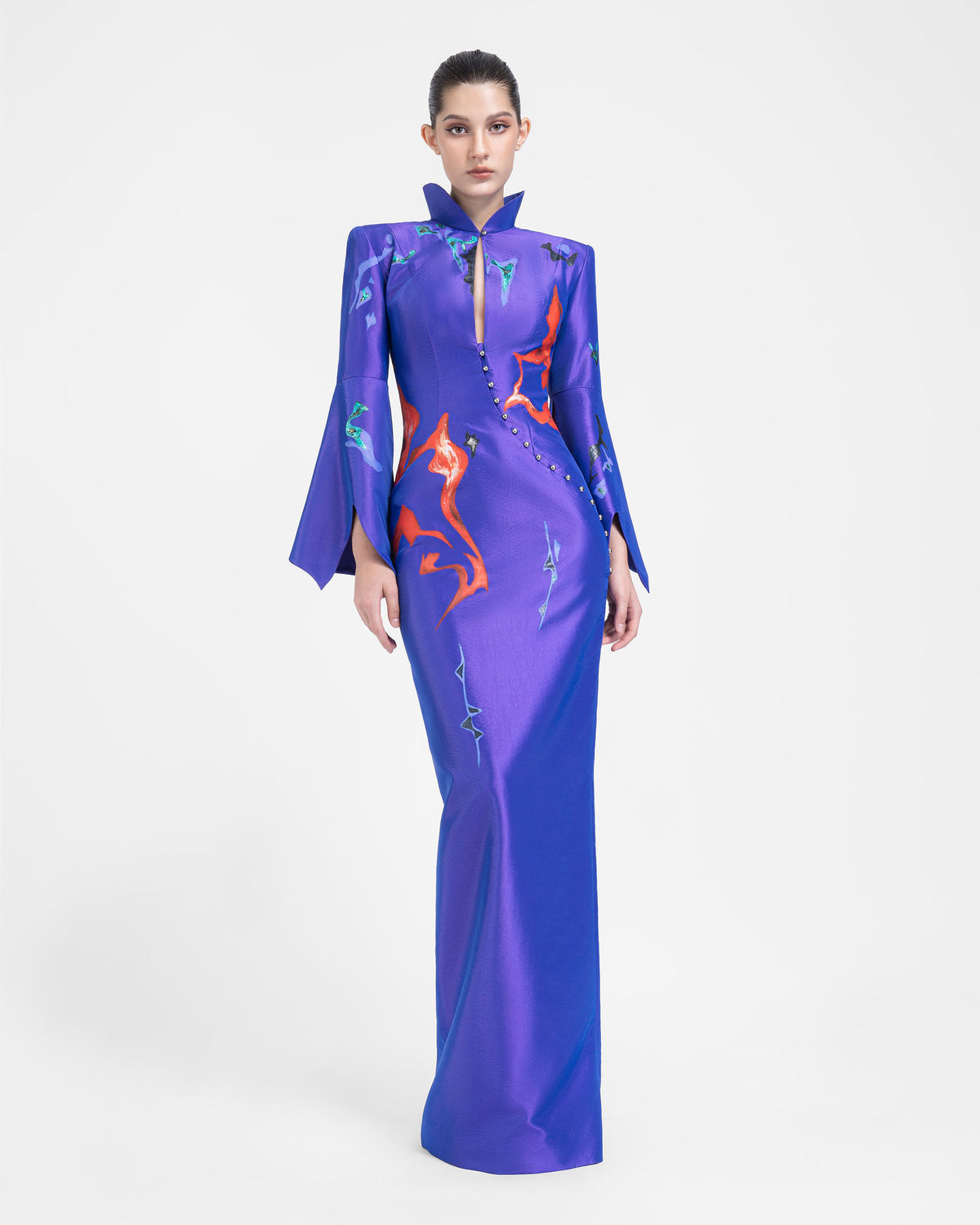 Poison - Circular Sleeves Royal Indigo Evening Dress