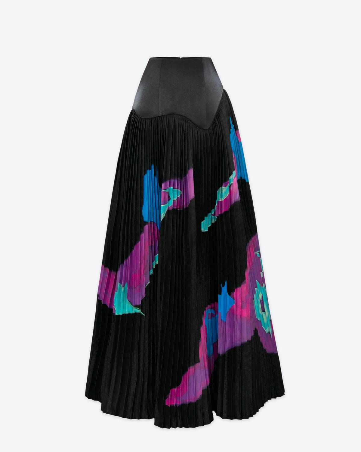 Mountain Flower - Voluminous Pleated Maxi Black Skirt