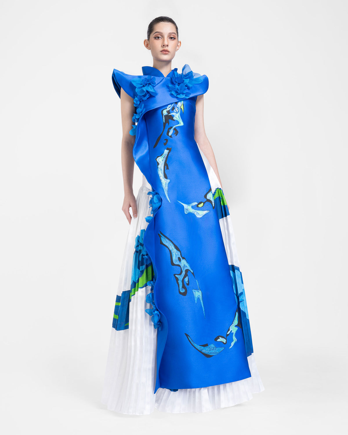 Blue Eden - Pleated White Maxi Skirt