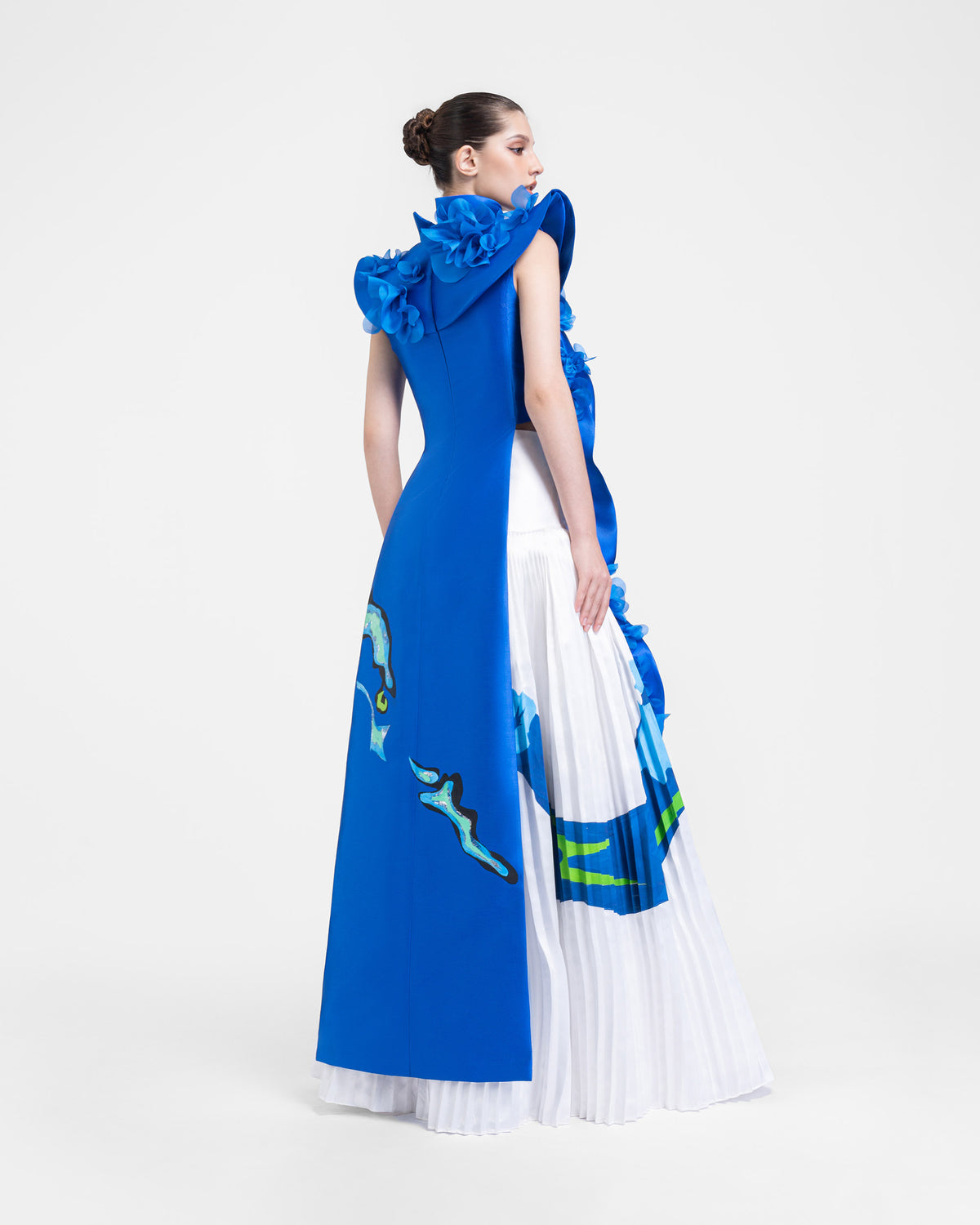 Blue Eden - Pleated White Maxi Skirt