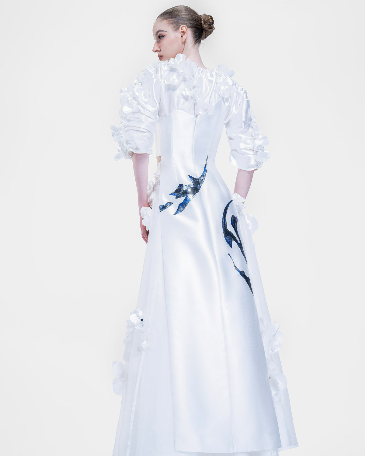 Make A Wish - Flowers & Stones Embroidered Maxi White Skirt
