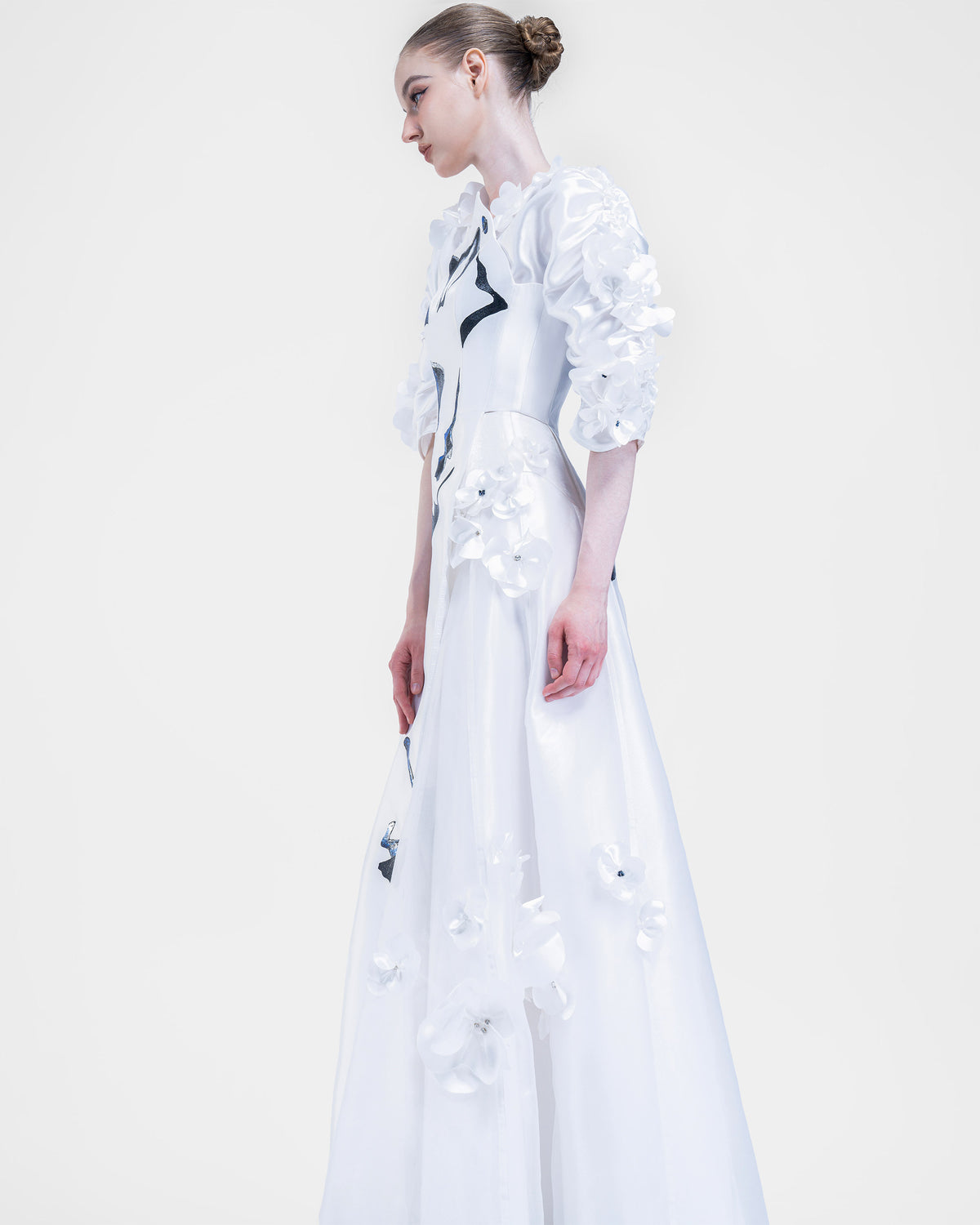 Make A Wish - Flowers & Stones Embroidered Maxi White Skirt