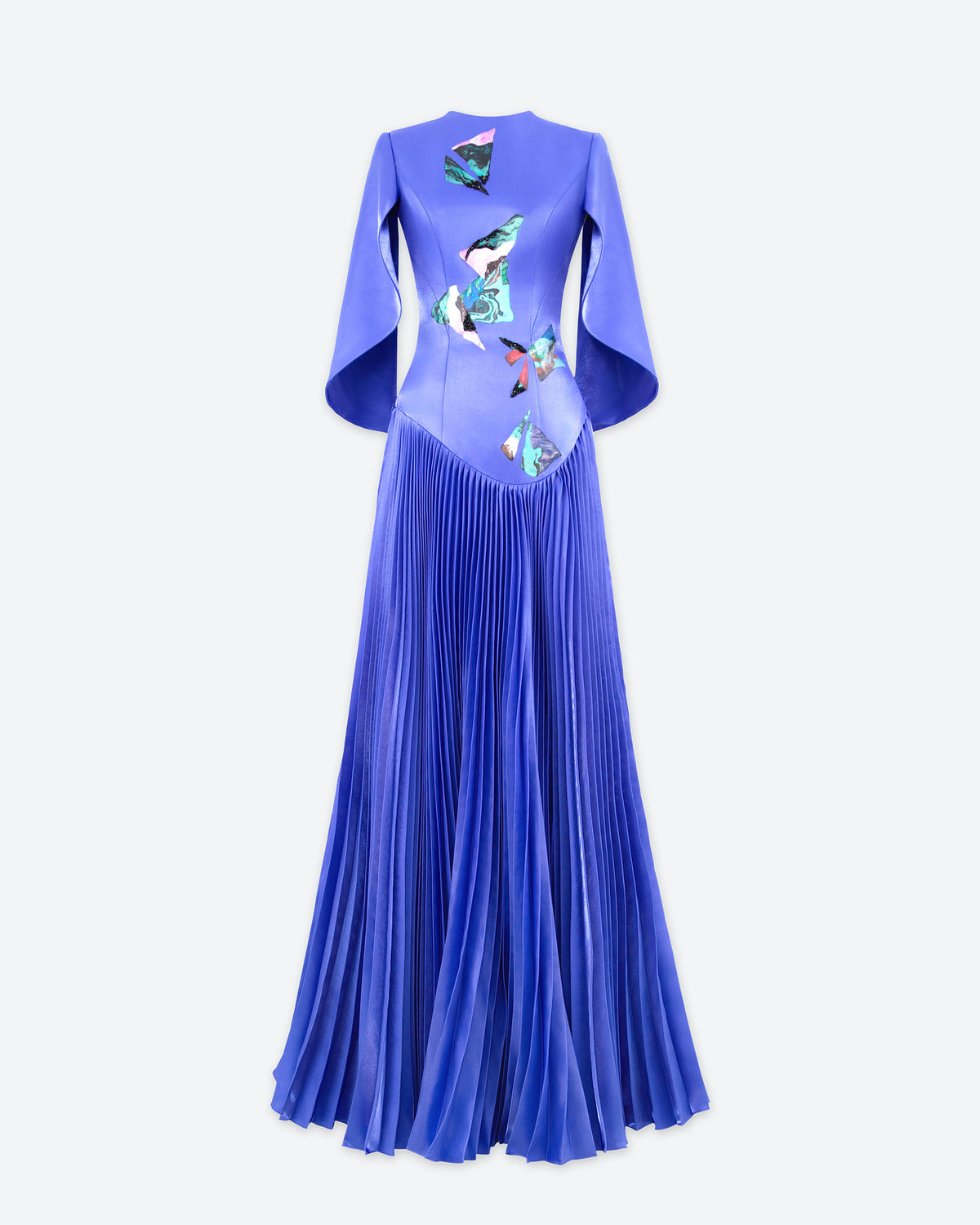 Fancy Flow - Đầm Tiệc Xanh Sapphia Tay Cape