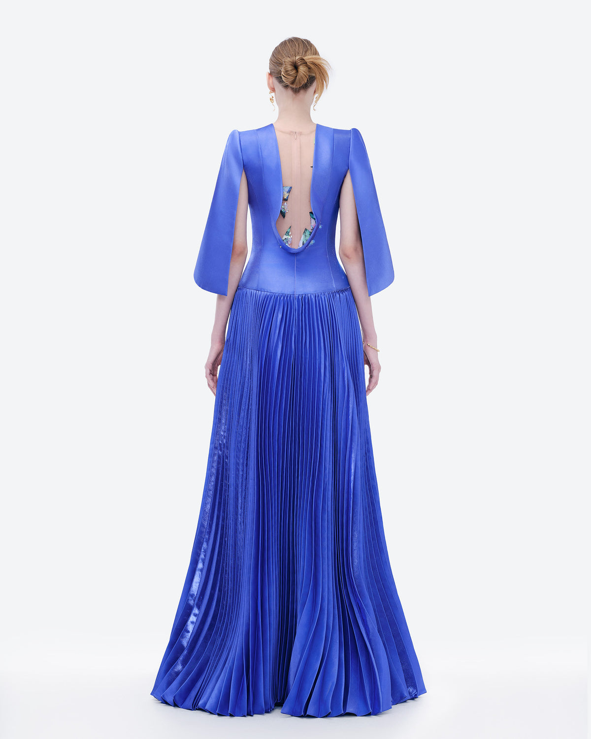 Fancy Flow - Đầm Tiệc Xanh Sapphia Tay Cape
