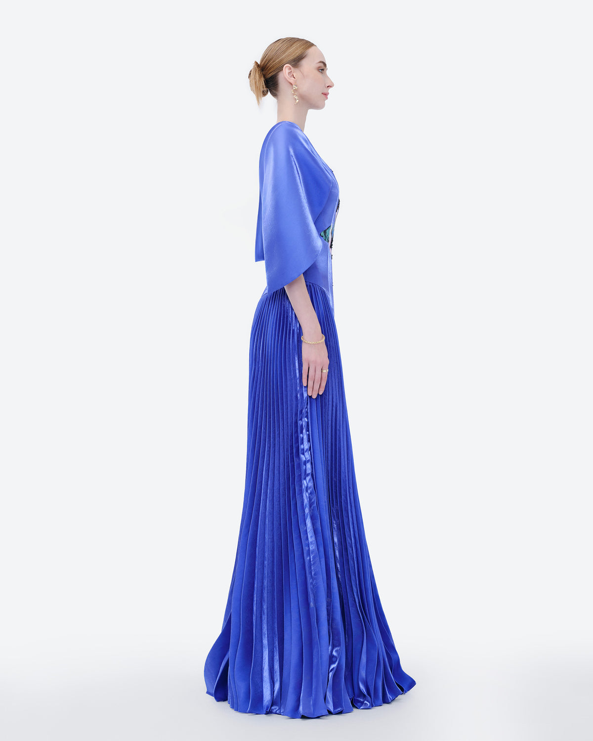 Fancy Flow - Đầm Tiệc Xanh Sapphia Tay Cape