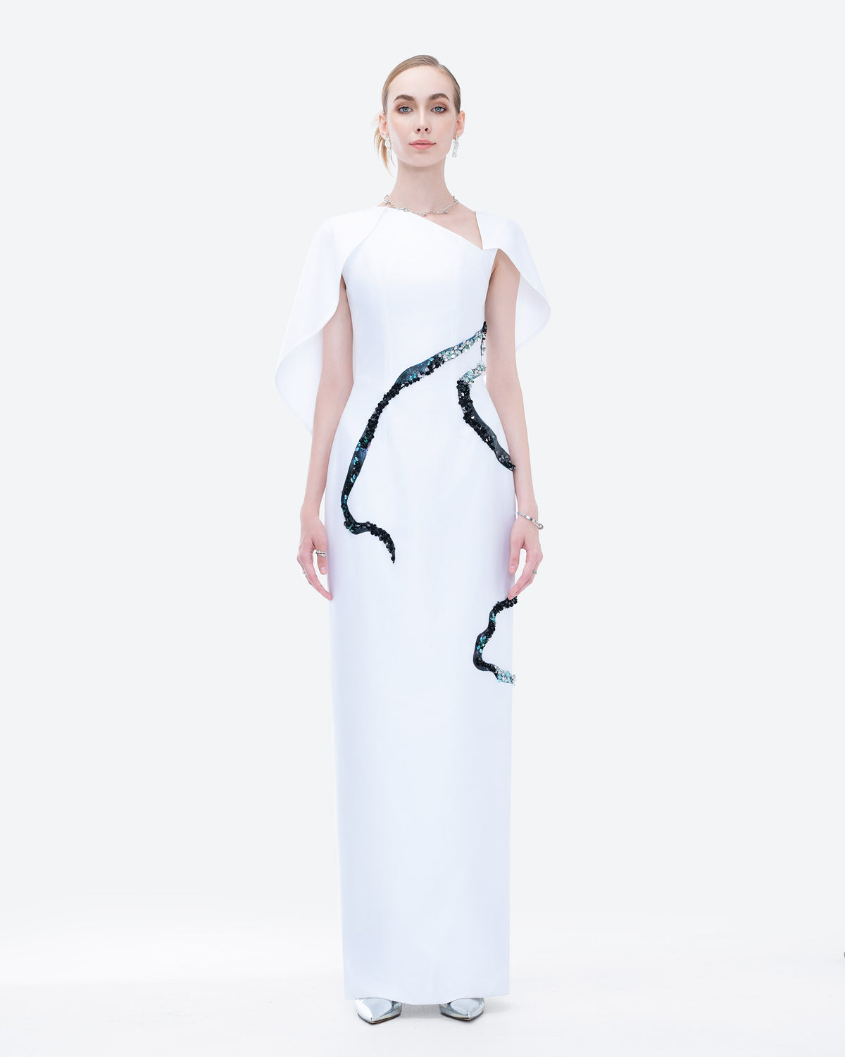 Flower's Whisper - Đầm Tiệc Cape Bất Đối Xứng